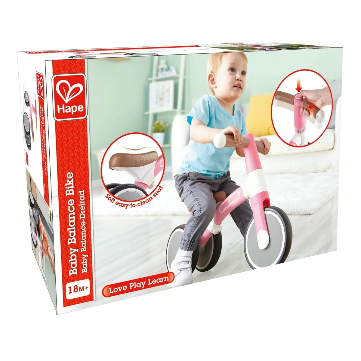 Hape First Ride Toddler Balance Bike, Pink - Image 7