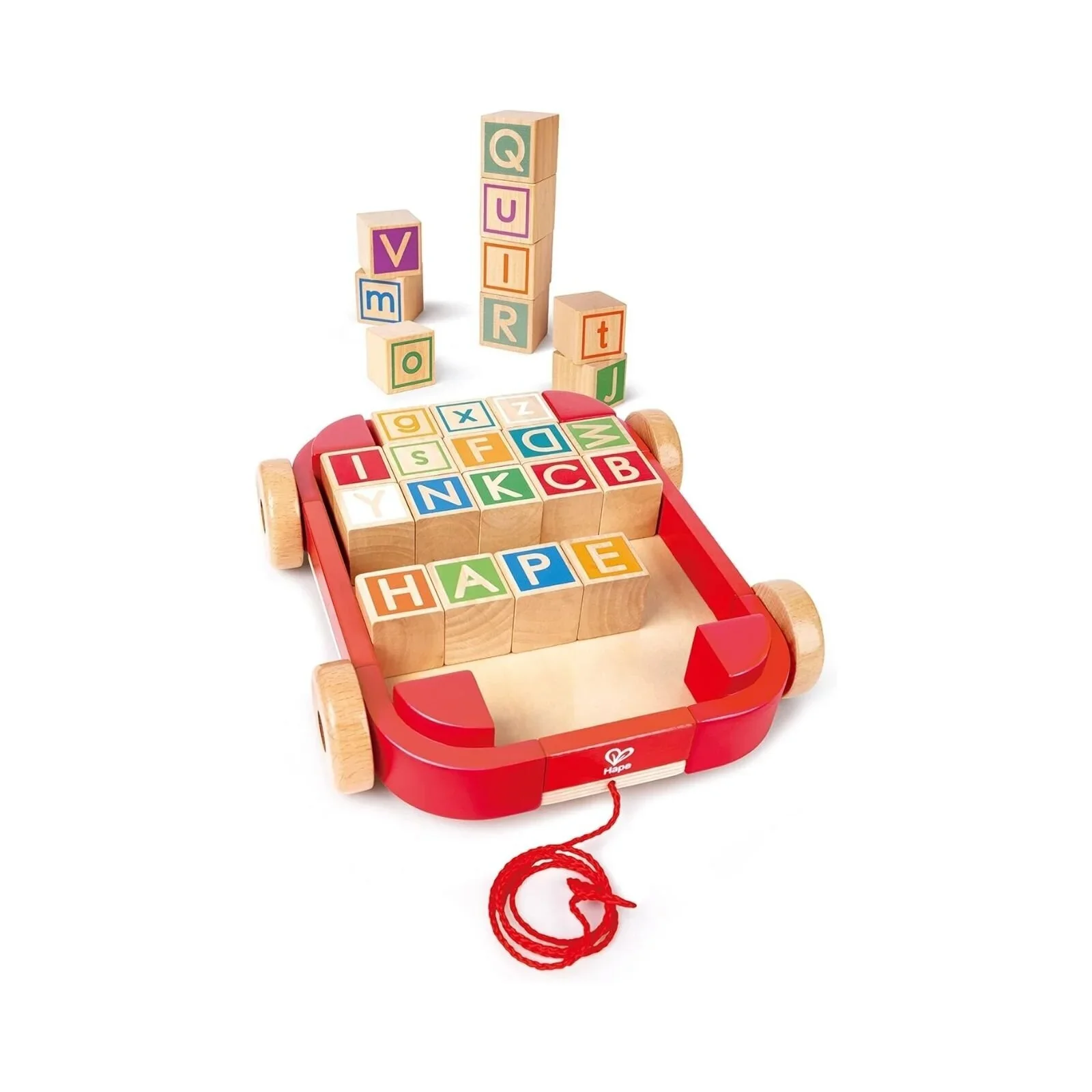 Hape Pull Along Cart with Stacking Blocks - Image 2