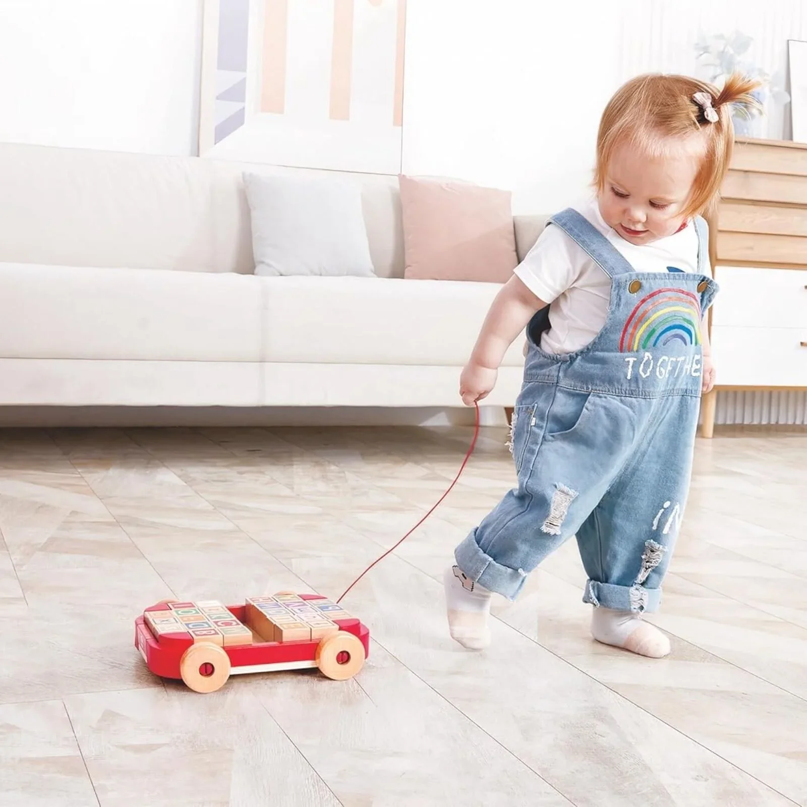 Hape Pull Along Cart with Stacking Blocks - Image 6