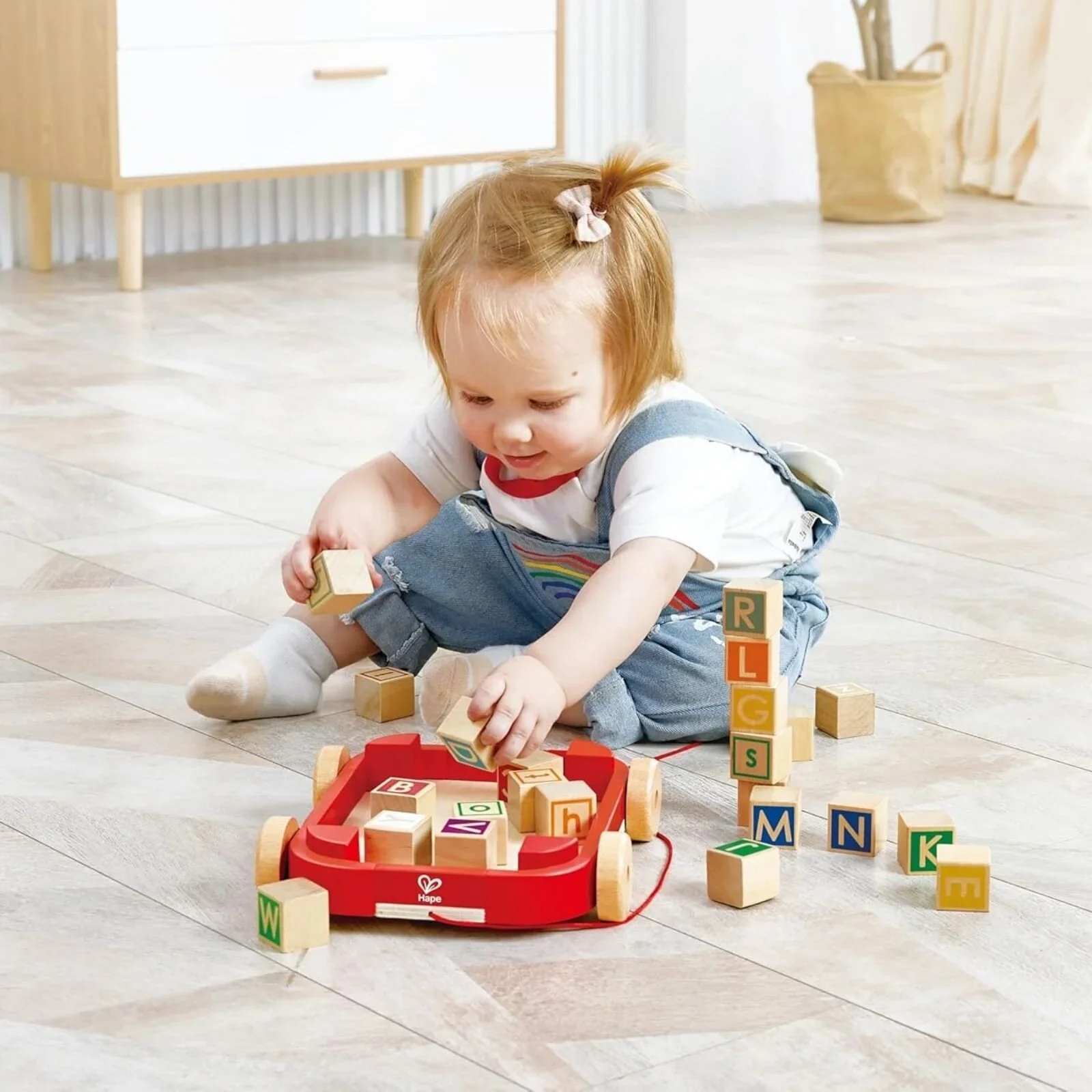 Hape Pull Along Cart with Stacking Blocks - Image 7