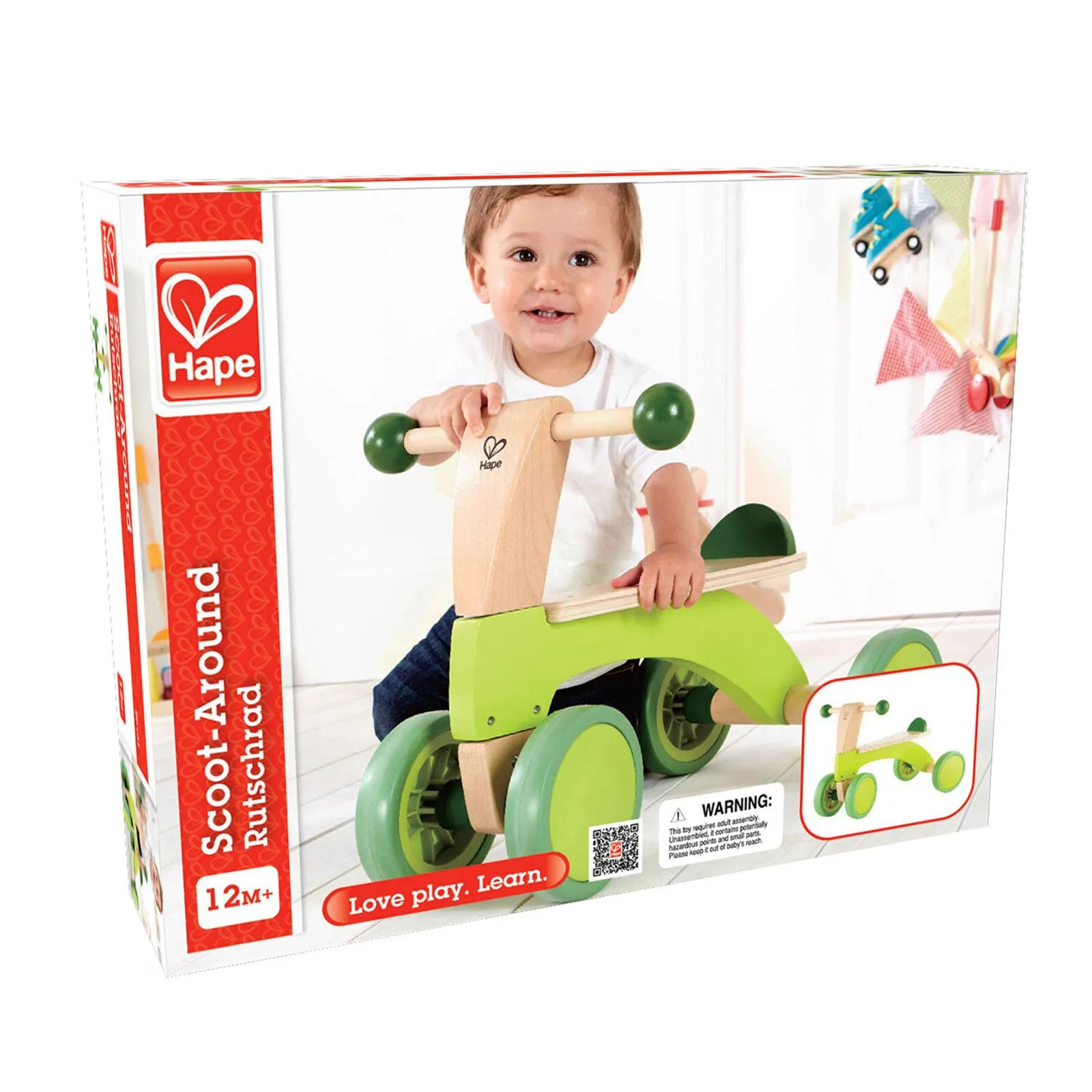 Hape Scoot-Around Kids Wooden Ride On - Green - Image 4