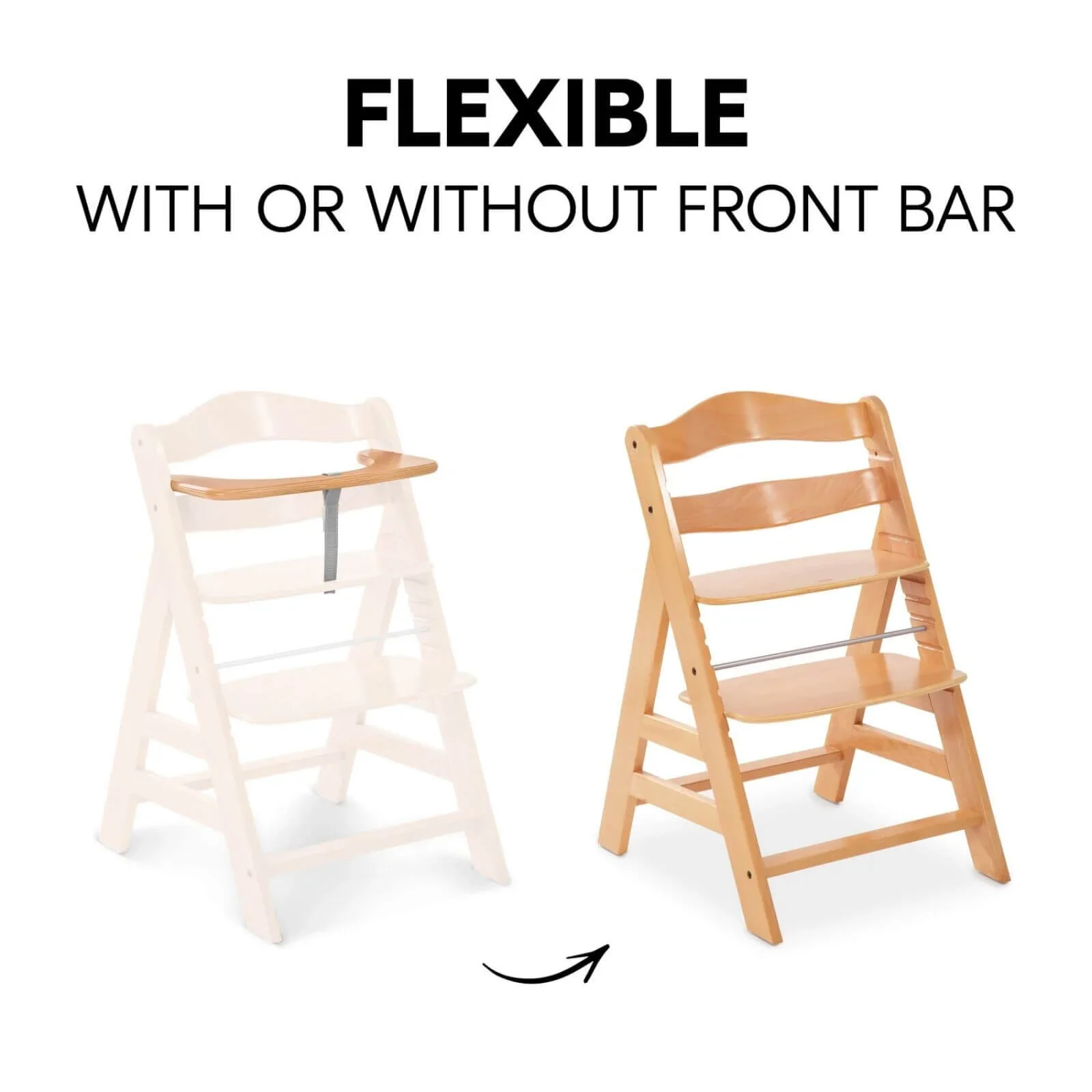Hauck Alpha+ Wooden Highchair - Natural - Image 4