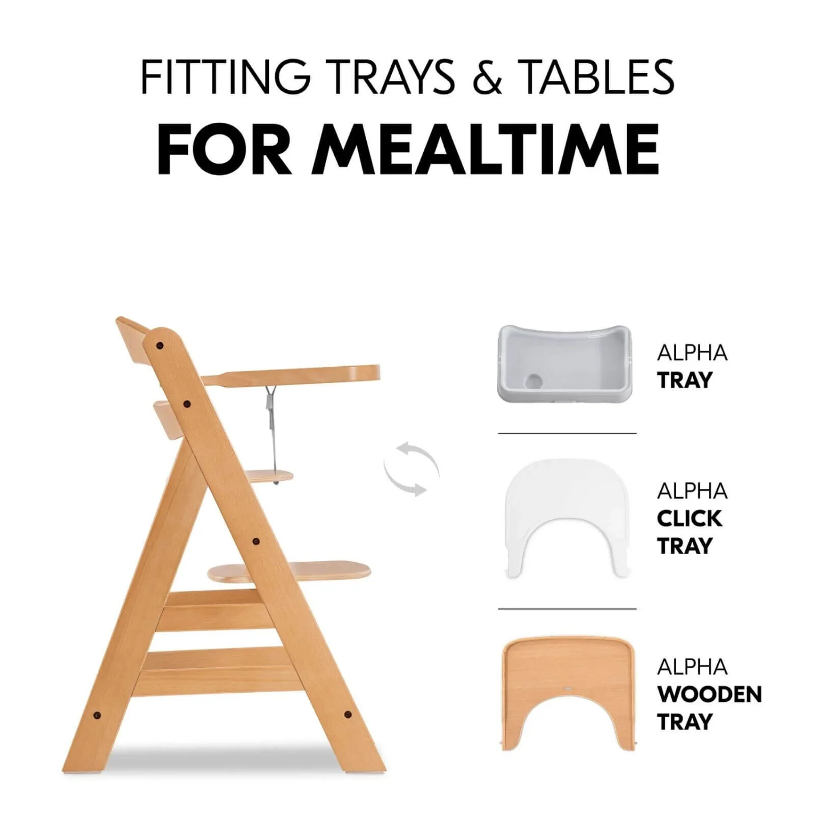 Hauck Alpha+ Wooden Highchair - Natural - Image 6