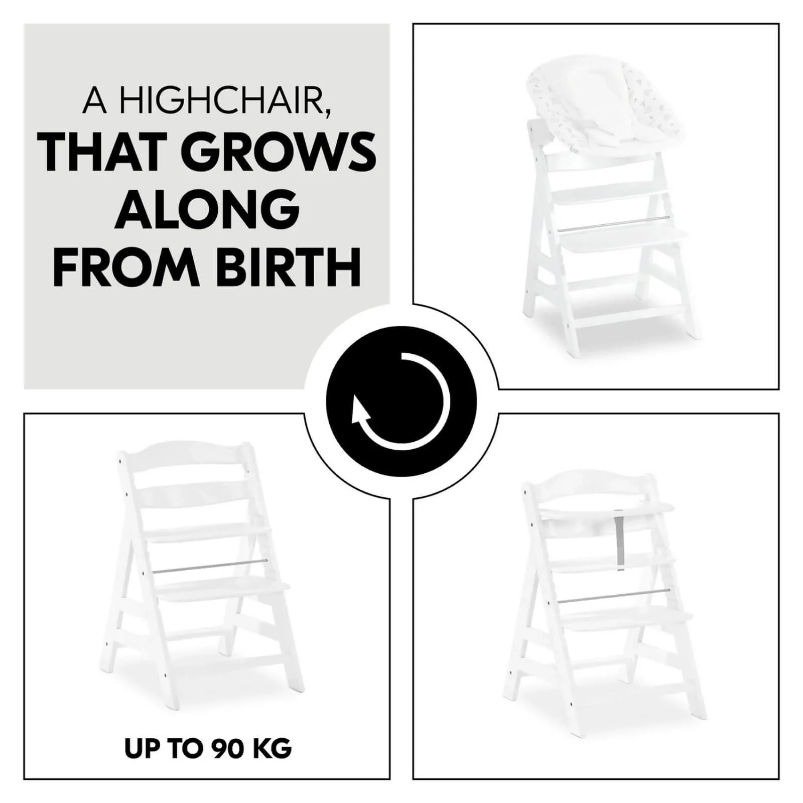 Hauck Alpha+ Wooden Highchair - White - Image 2