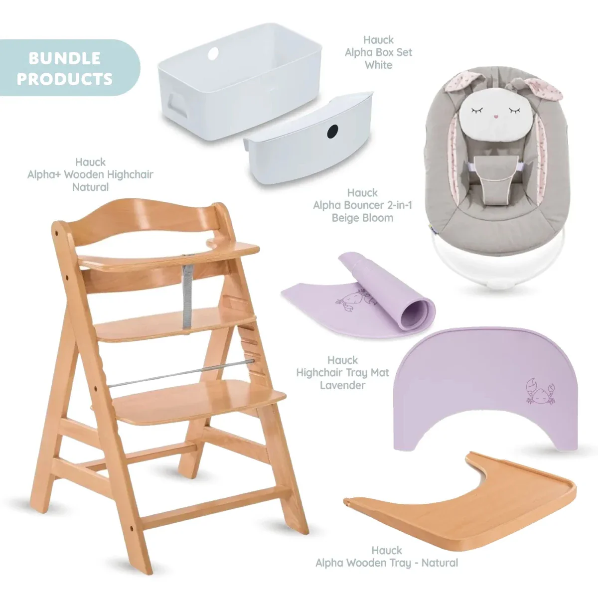 Hauck Alpha+ Wooden Highchair Bundle - Natural