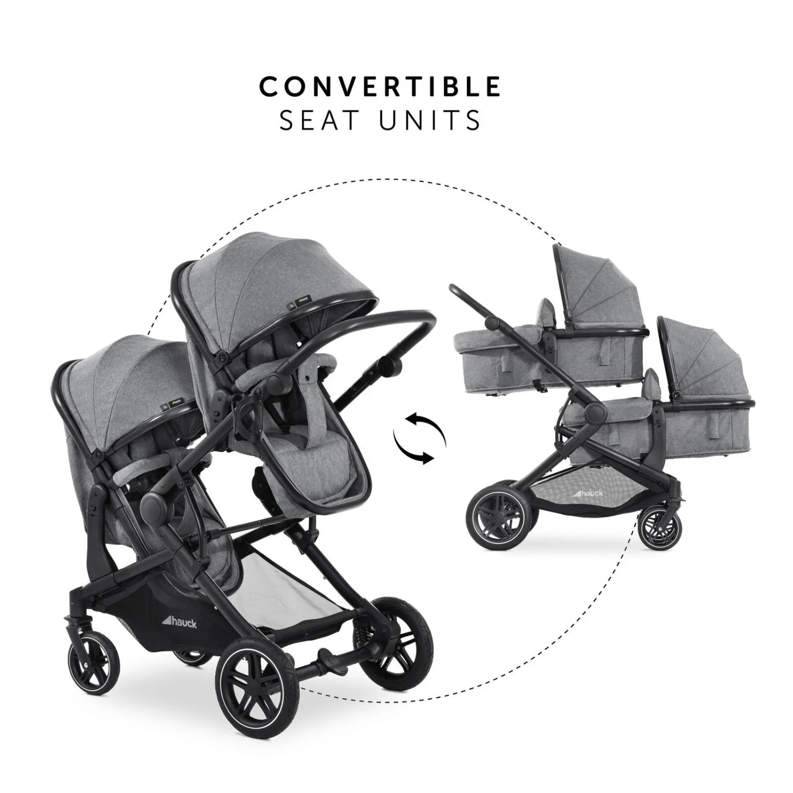 Hauck Atlantic Twin Double Stroller - Grey - Image 3