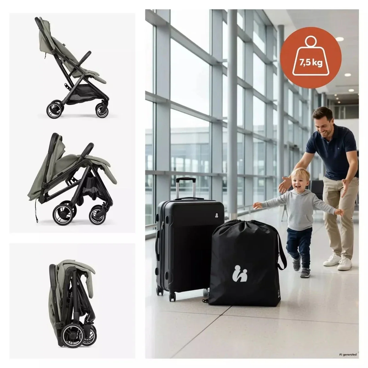 Hauck Fly N Care Stroller - Sage Green - Image 3