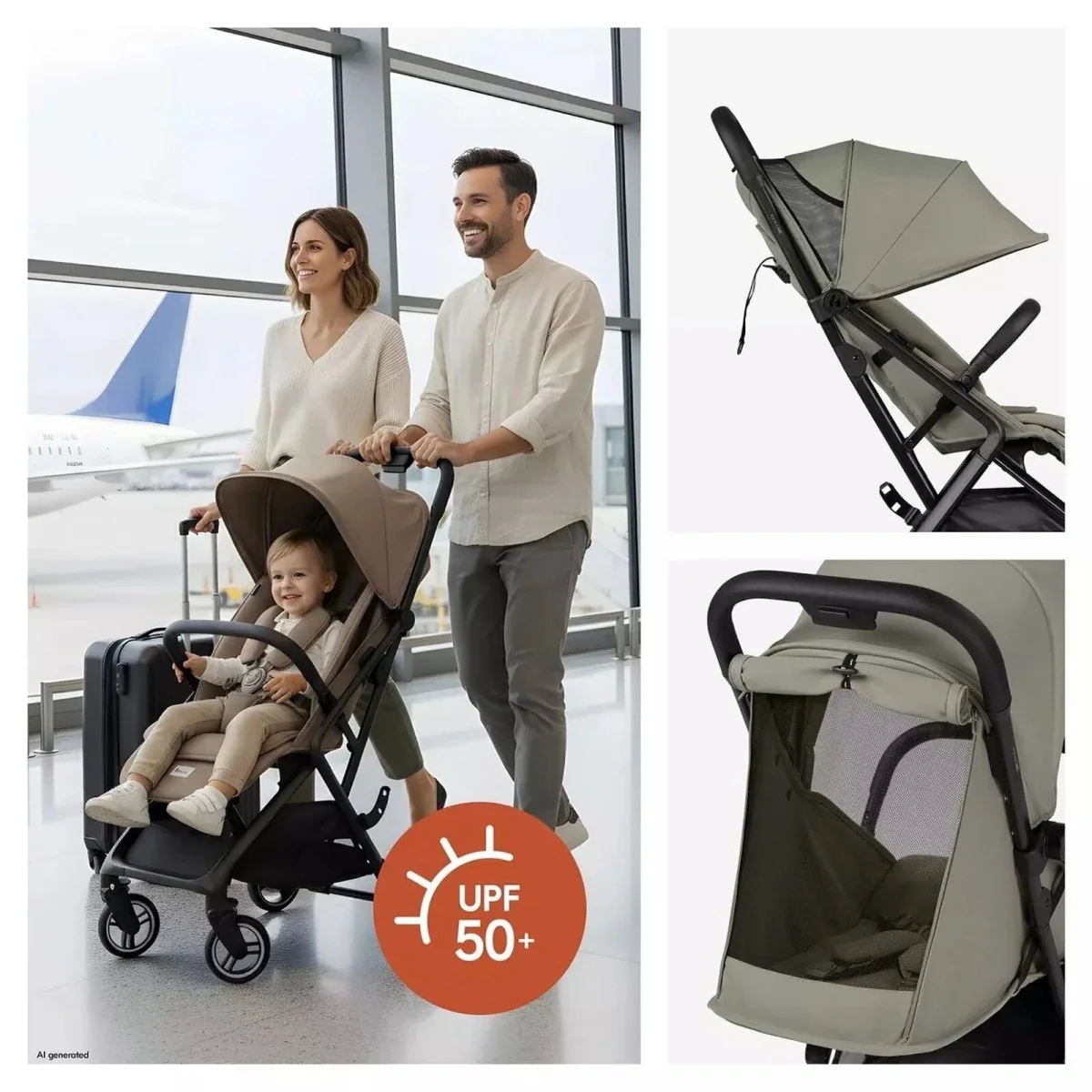 Hauck Fly N Care Stroller - Sage Green - Image 5