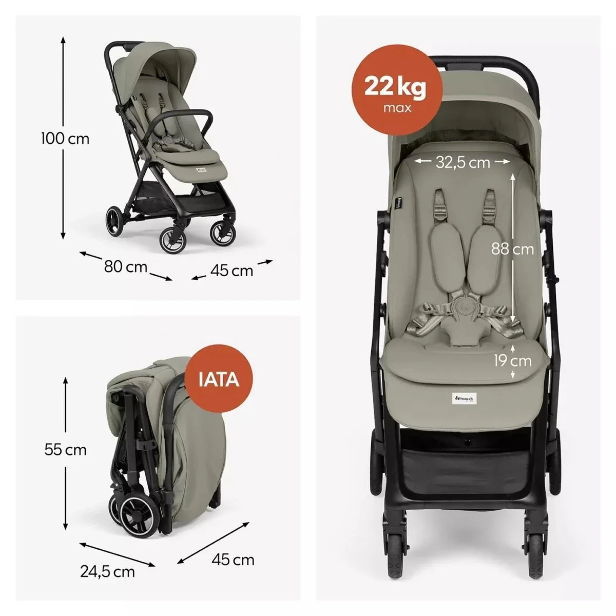 Hauck Fly N Care Stroller - Sage Green - Image 7