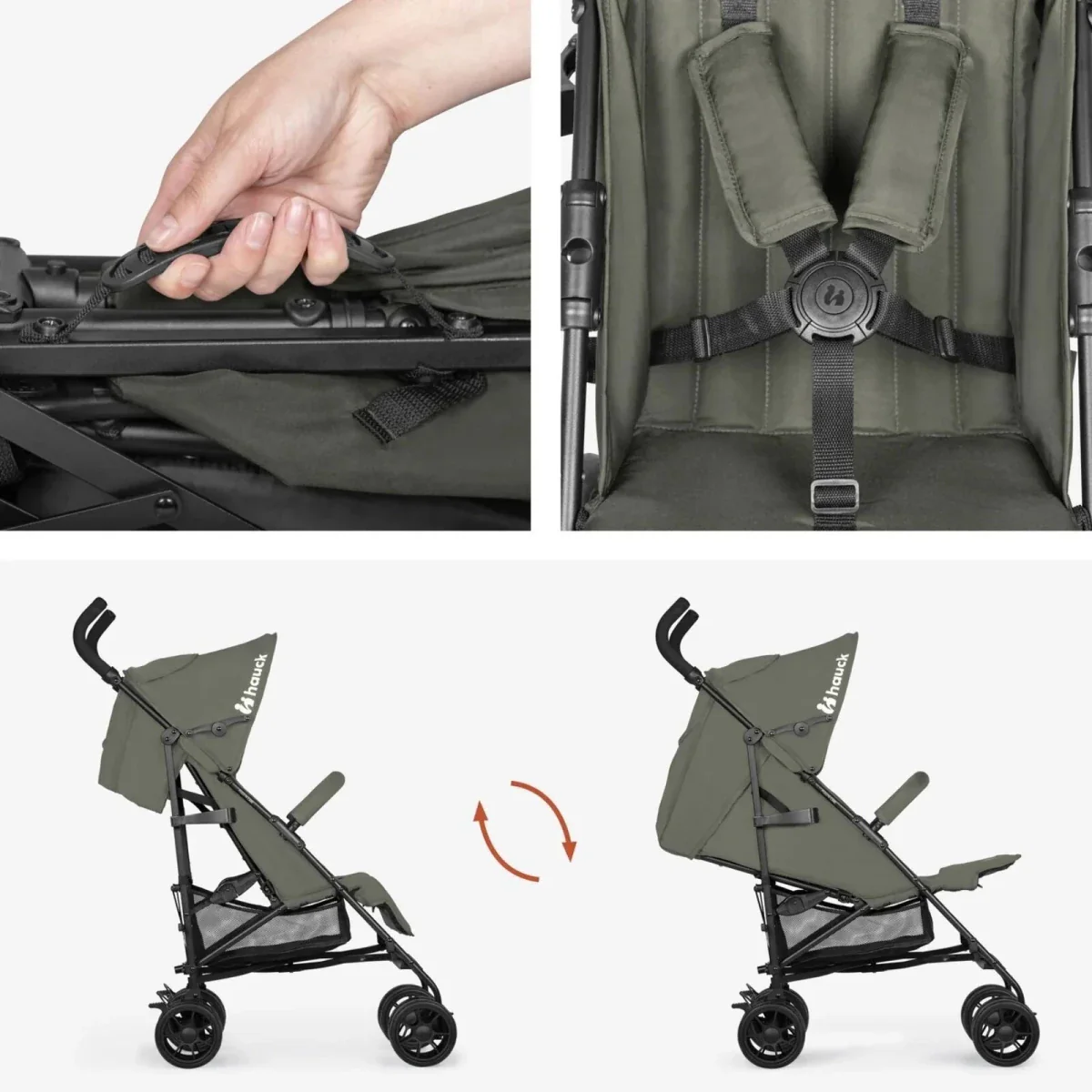 Hauck Fold N Care Stroller - Olive - Image 6
