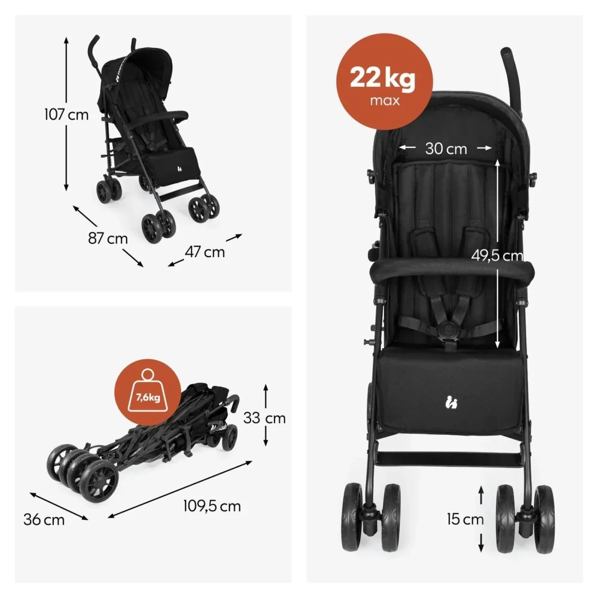 Hauck Fold N Care Stroller - Black - Image 7