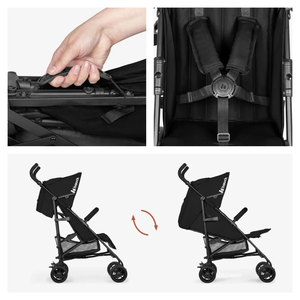 Hauck Fold N Care Stroller - Black - Image 8