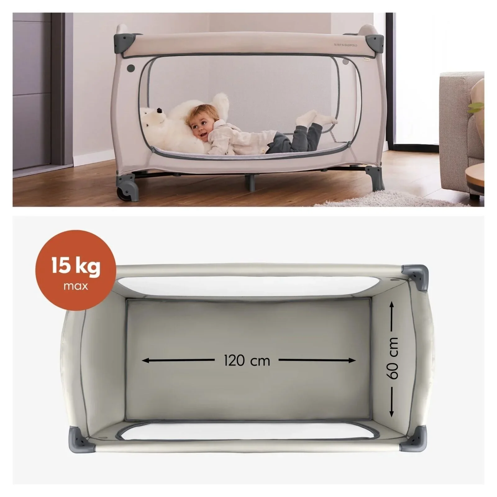 Hauck Sleep N Easyfold Travel Cot - Dark Grey - Image 9