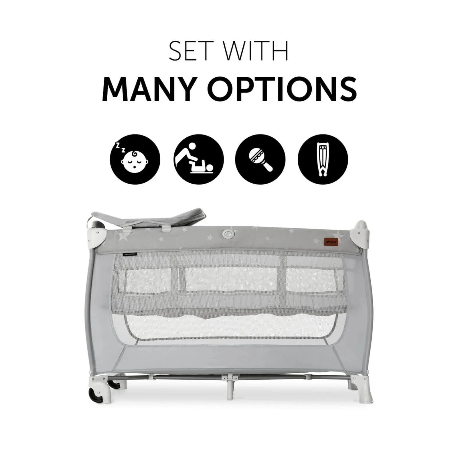 Hauck Sleep N Play Center Bassinet Travel Cot & Playpen - Stars - Image 3
