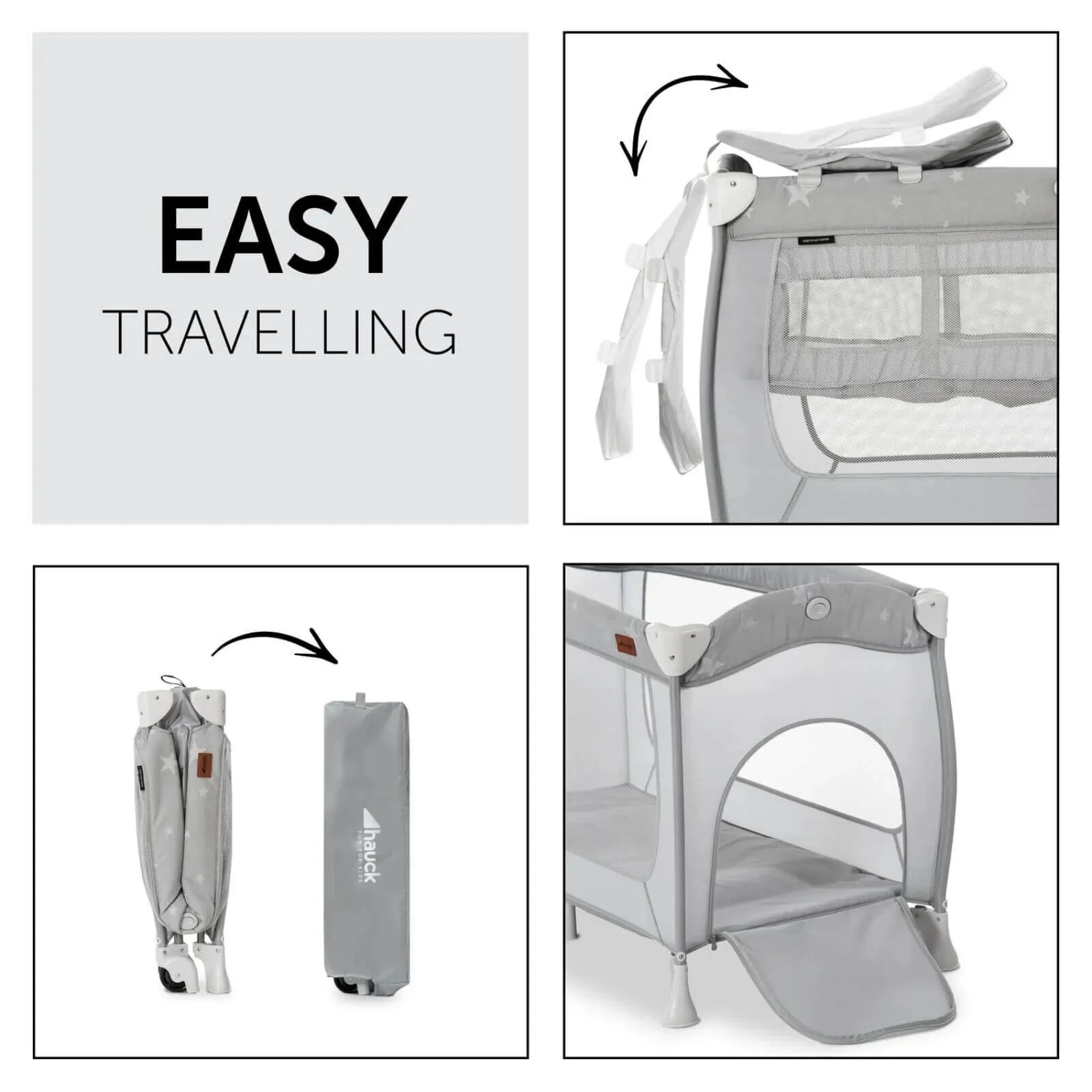 Hauck Sleep N Play Center Bassinet Travel Cot & Playpen - Stars - Image 4