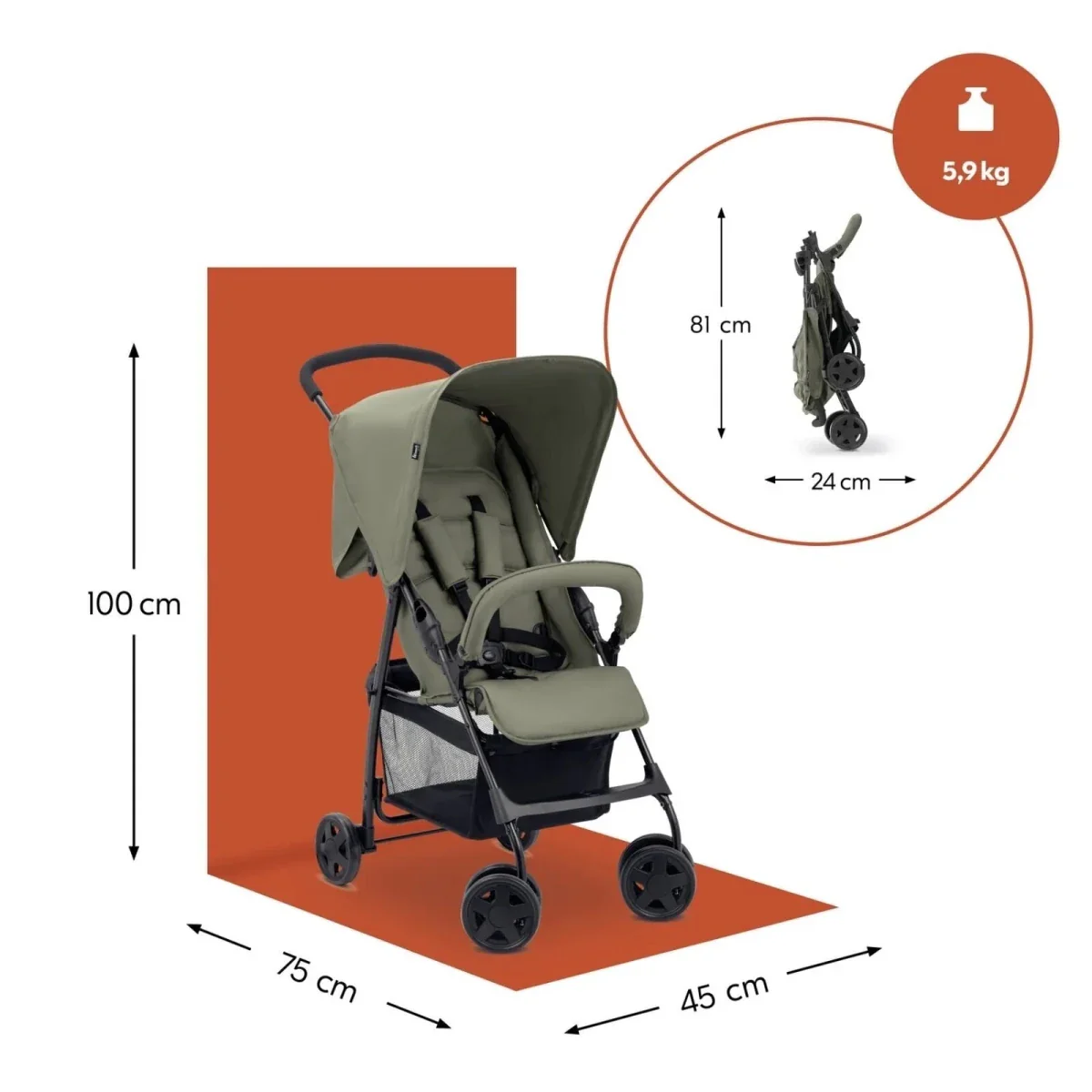 Hauck Sport Stroller - Olive - Image 16