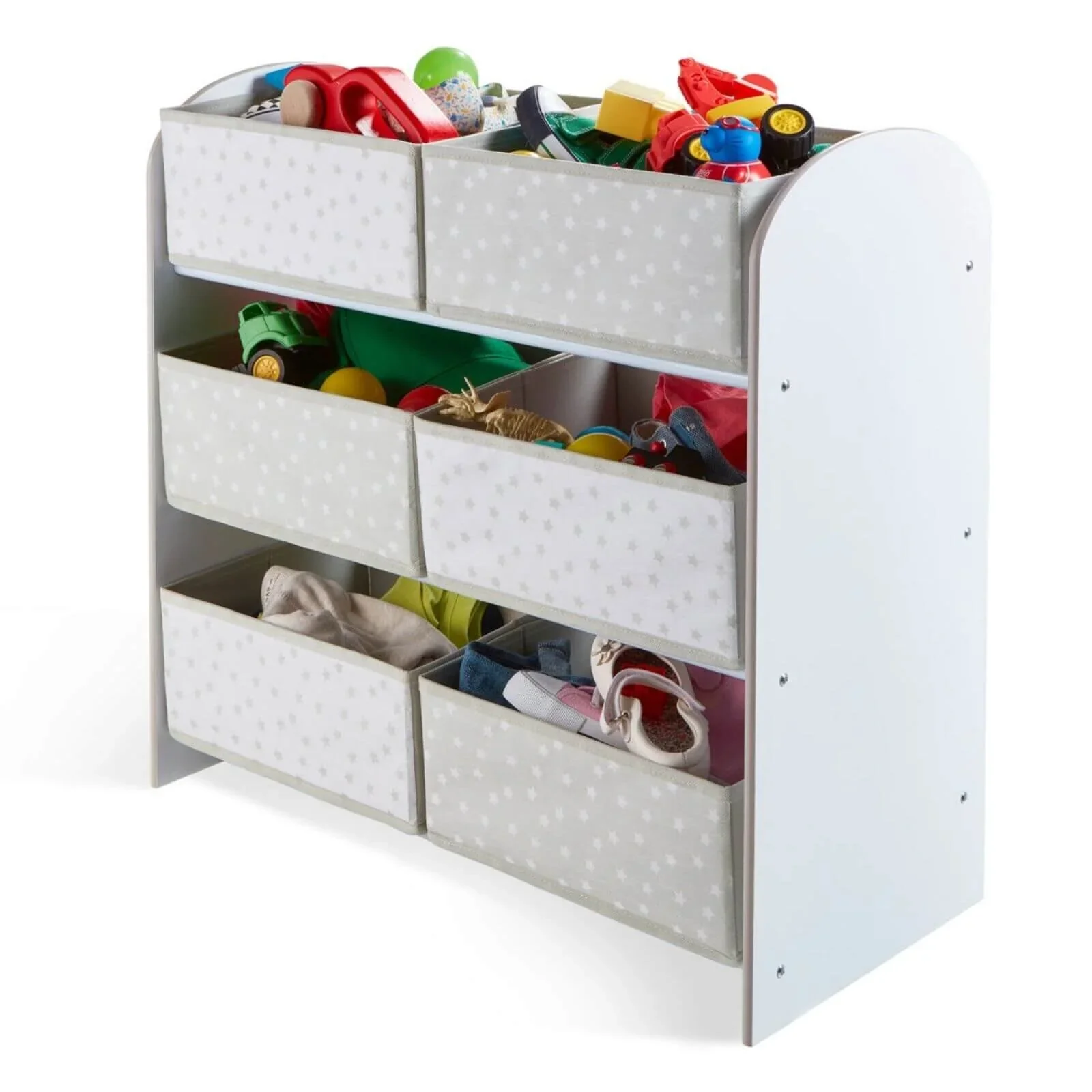 Hello Home Kids Bedroom Toy Storage Unit with 6 Fabric Storage Boxes - White - Image 3