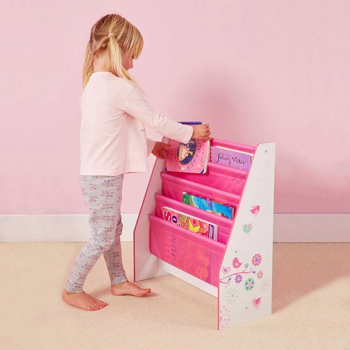 Hello Home Kids Sling Bookcase - Flowers and Birds - Image 5