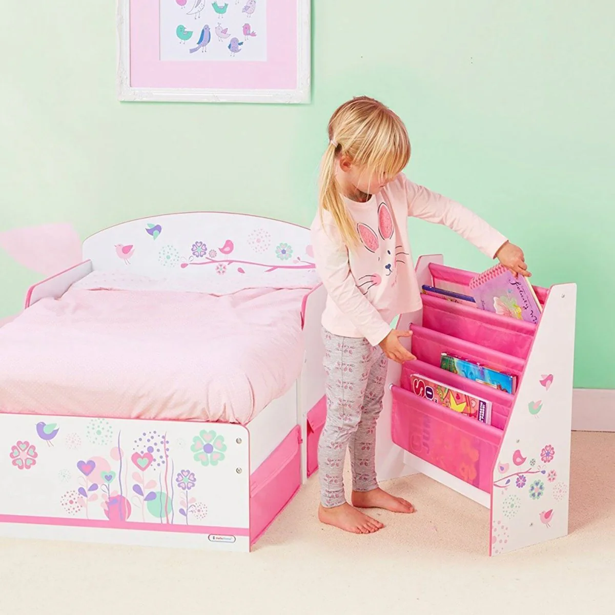 Hello Home Kids Sling Bookcase - Flowers and Birds - Image 6