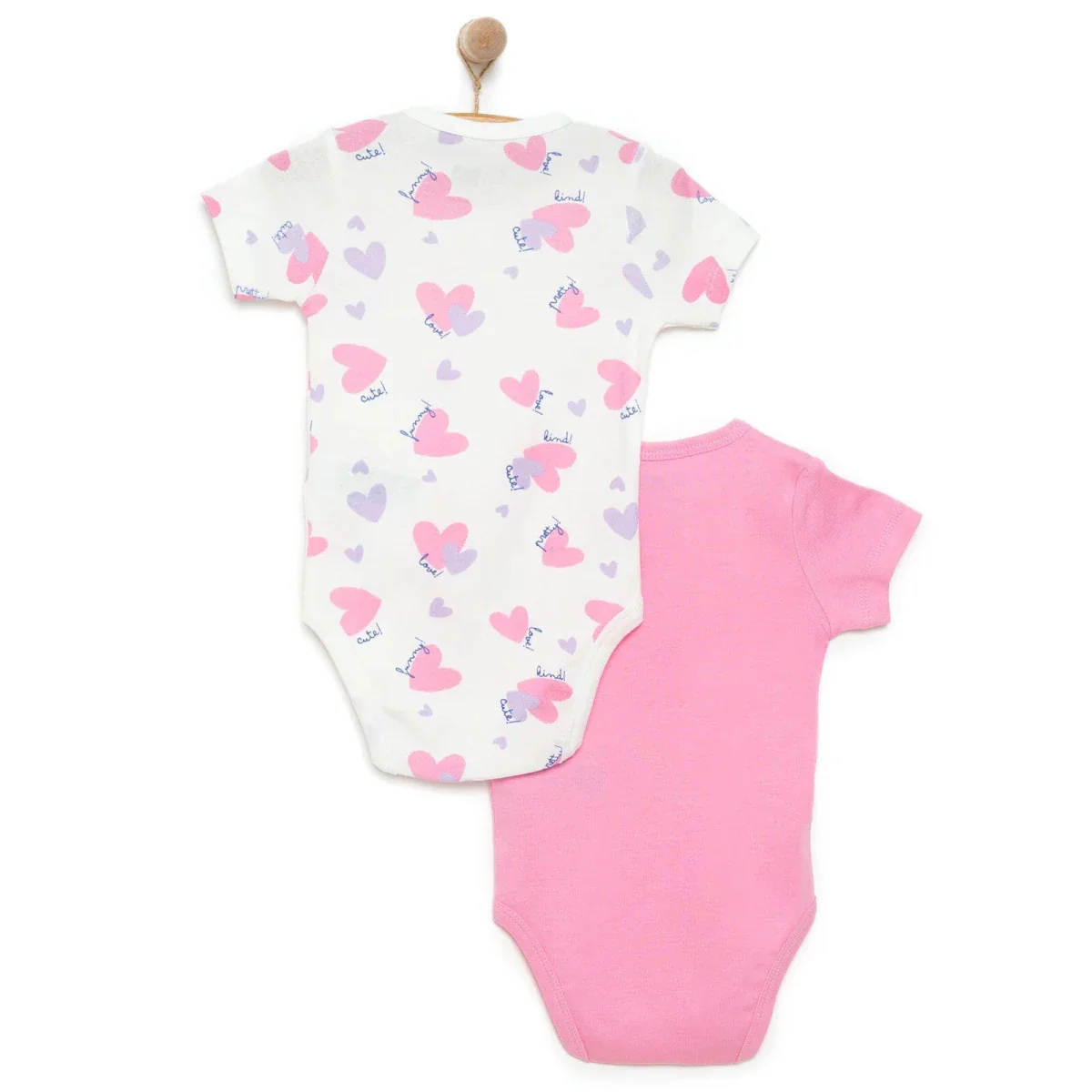 HelloBaby 2-Pack Short Sleeve Bodysuits Girls - Purple - Image 2