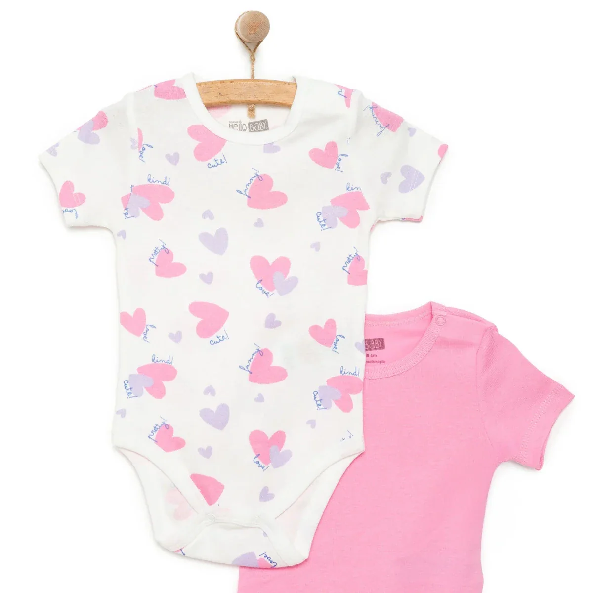 HelloBaby 2-Pack Short Sleeve Bodysuits Girls - Purple - Image 3