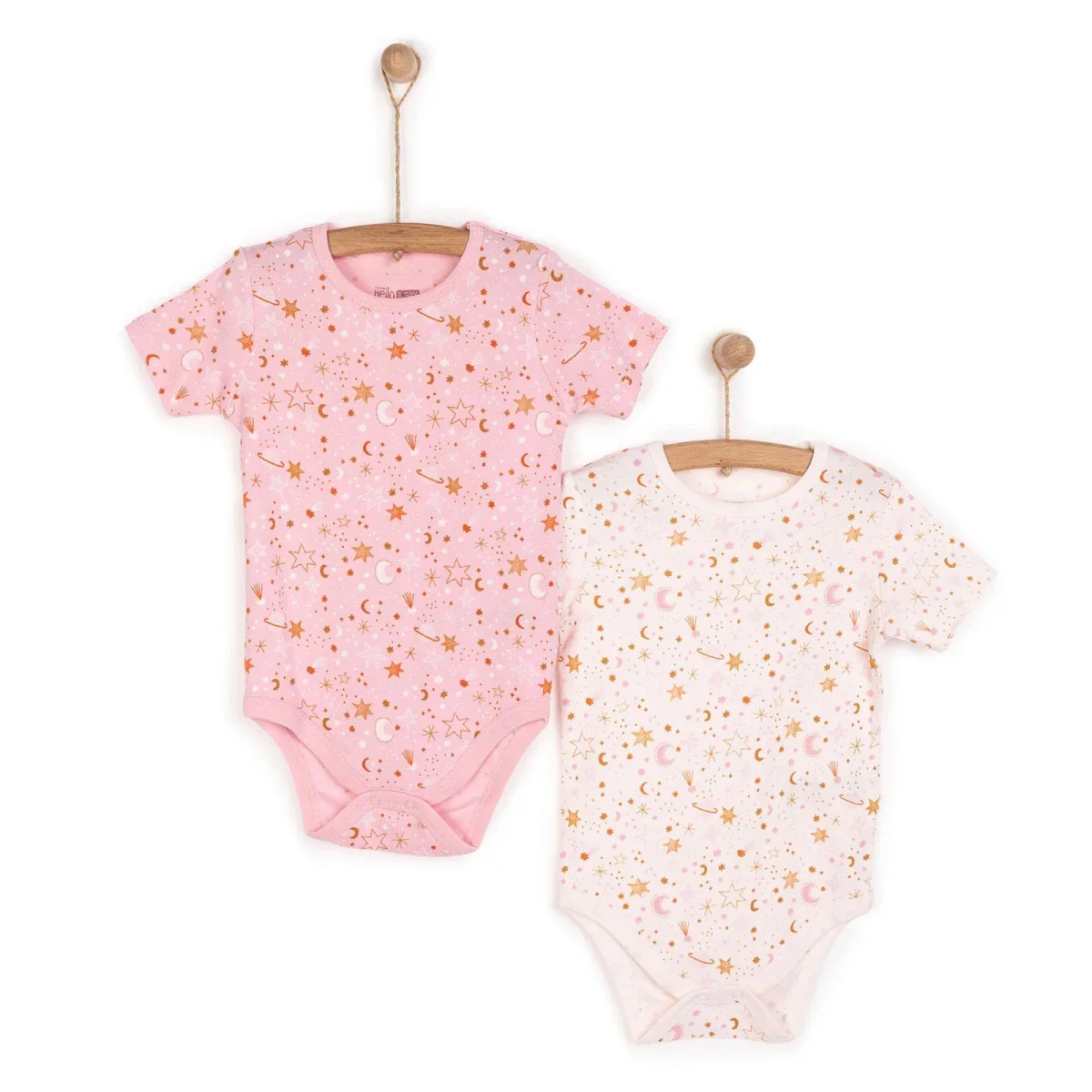 HelloBaby 2-Pack Short Sleeve Bodysuits Girls - Pink