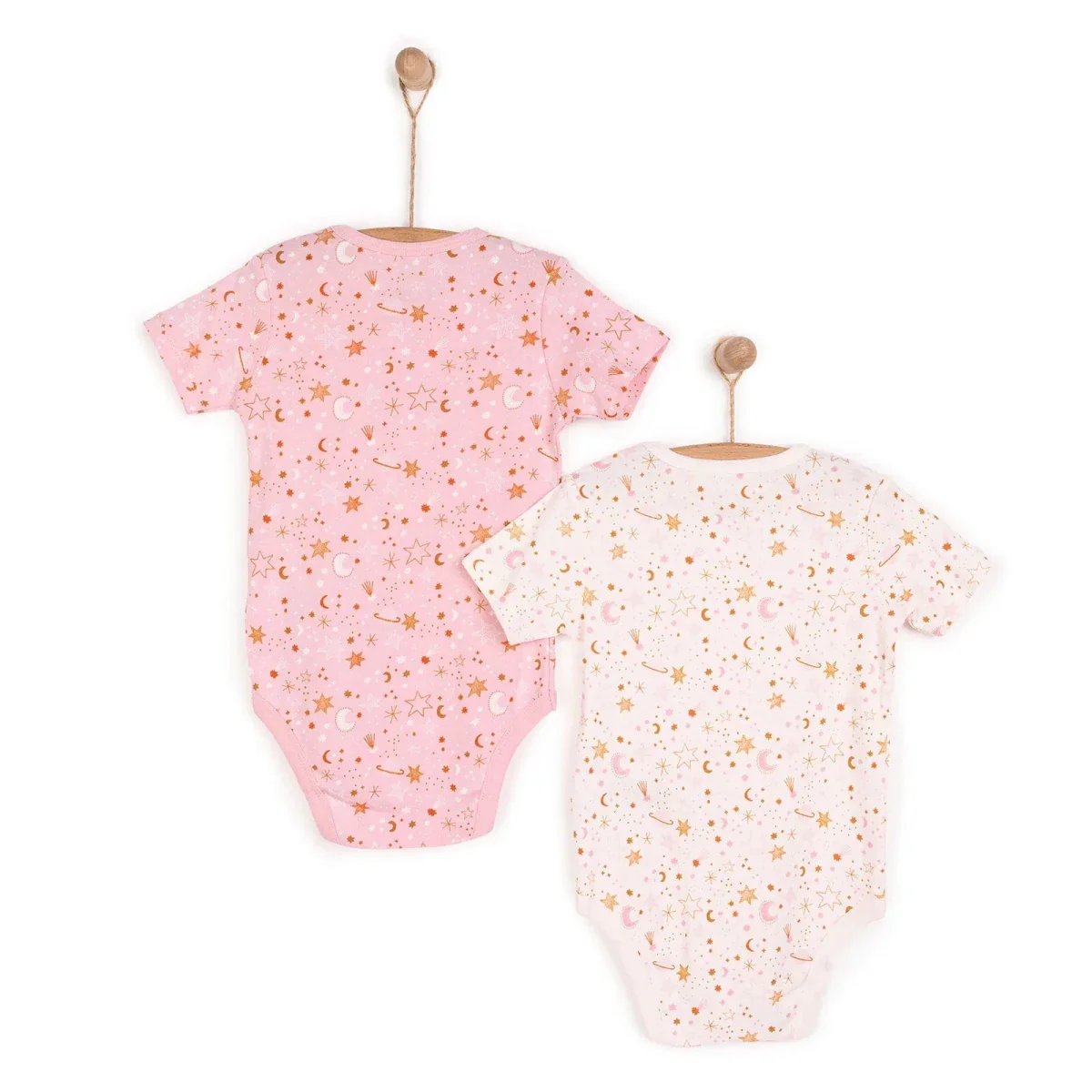 HelloBaby 2-Pack Short Sleeve Bodysuits Girls - Pink - Image 2