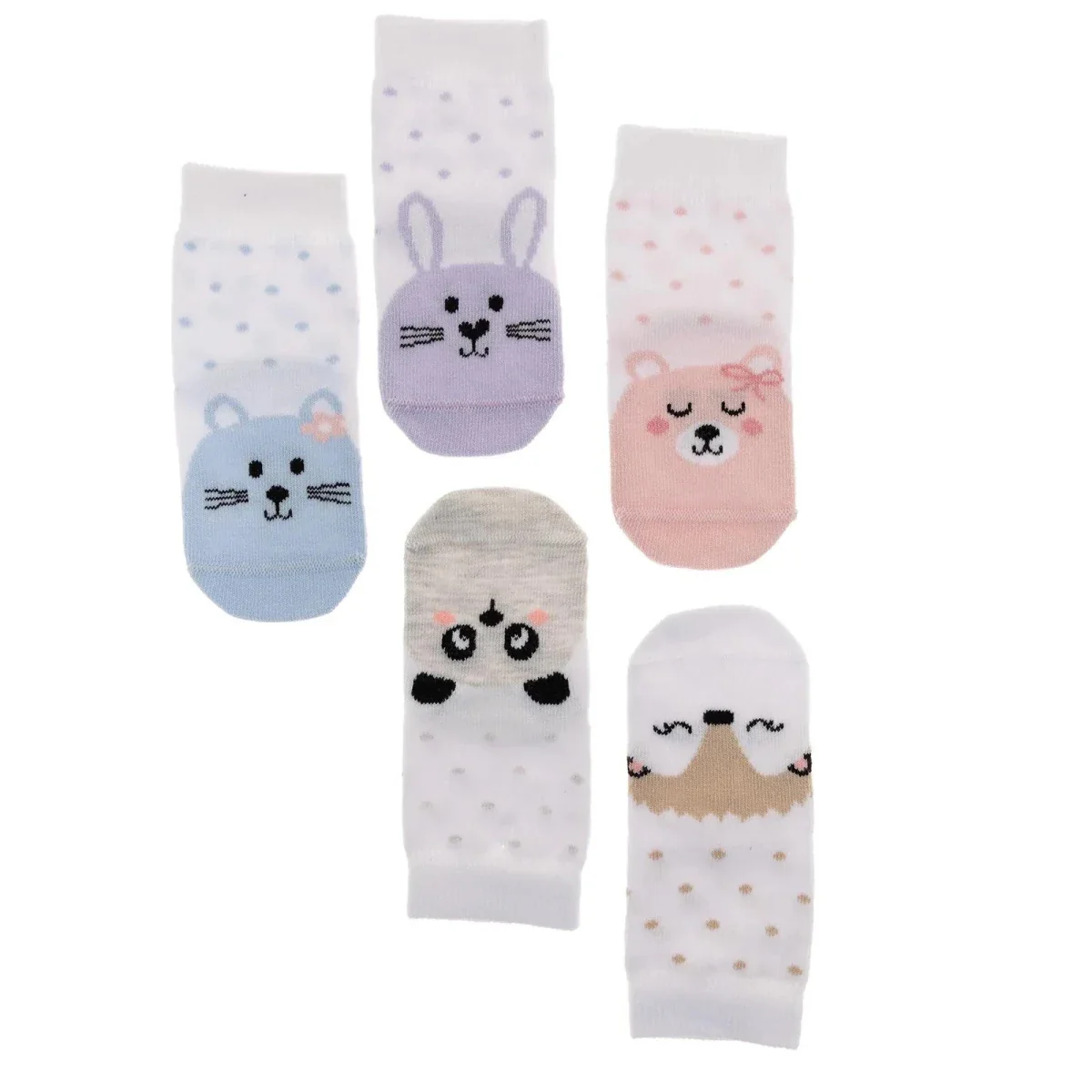 HelloBaby Ankle Socks 5 pcs - White Printed - Image 3