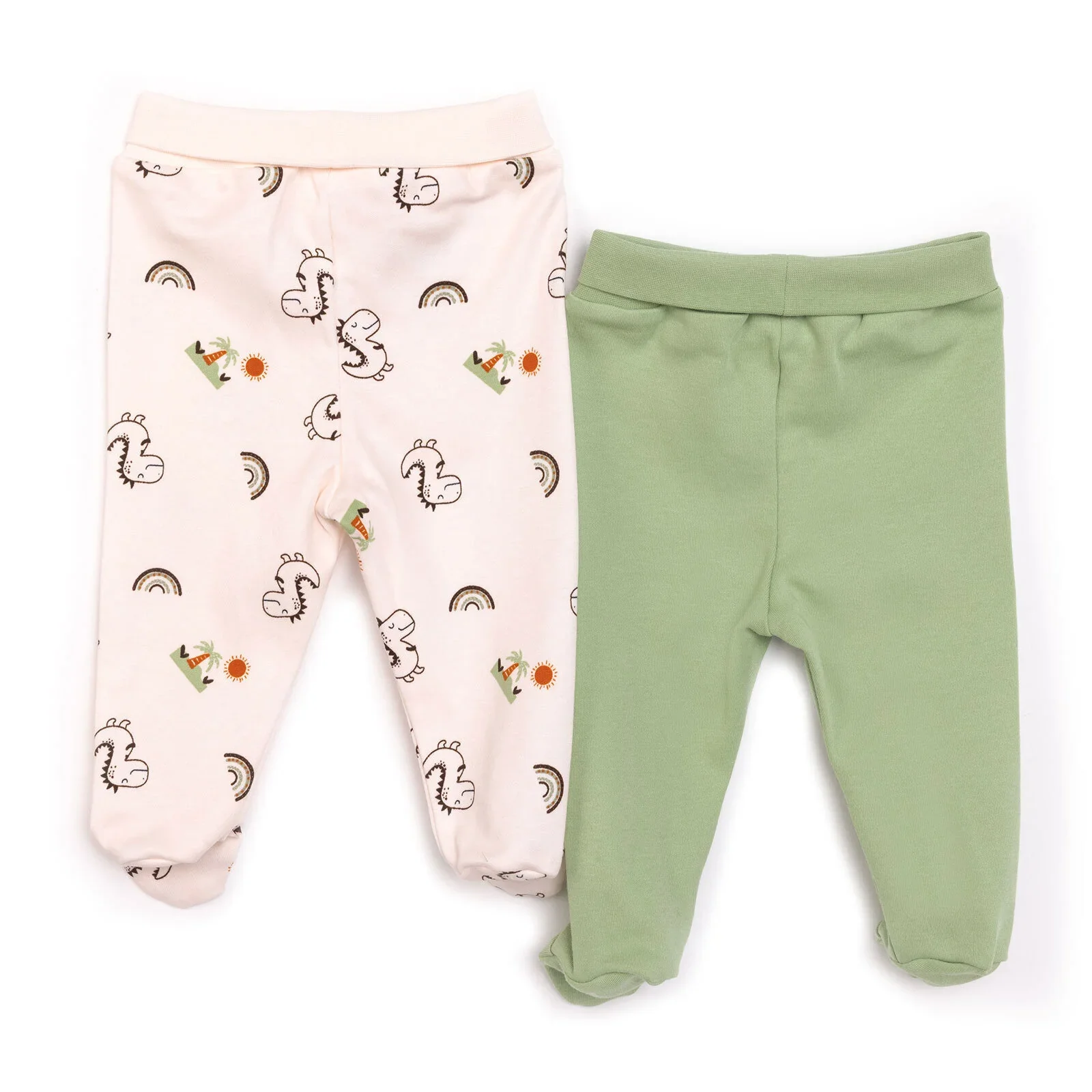 HelloBaby  Baby Boy 2 Pcs Footed Bottom - Beige - Image 2