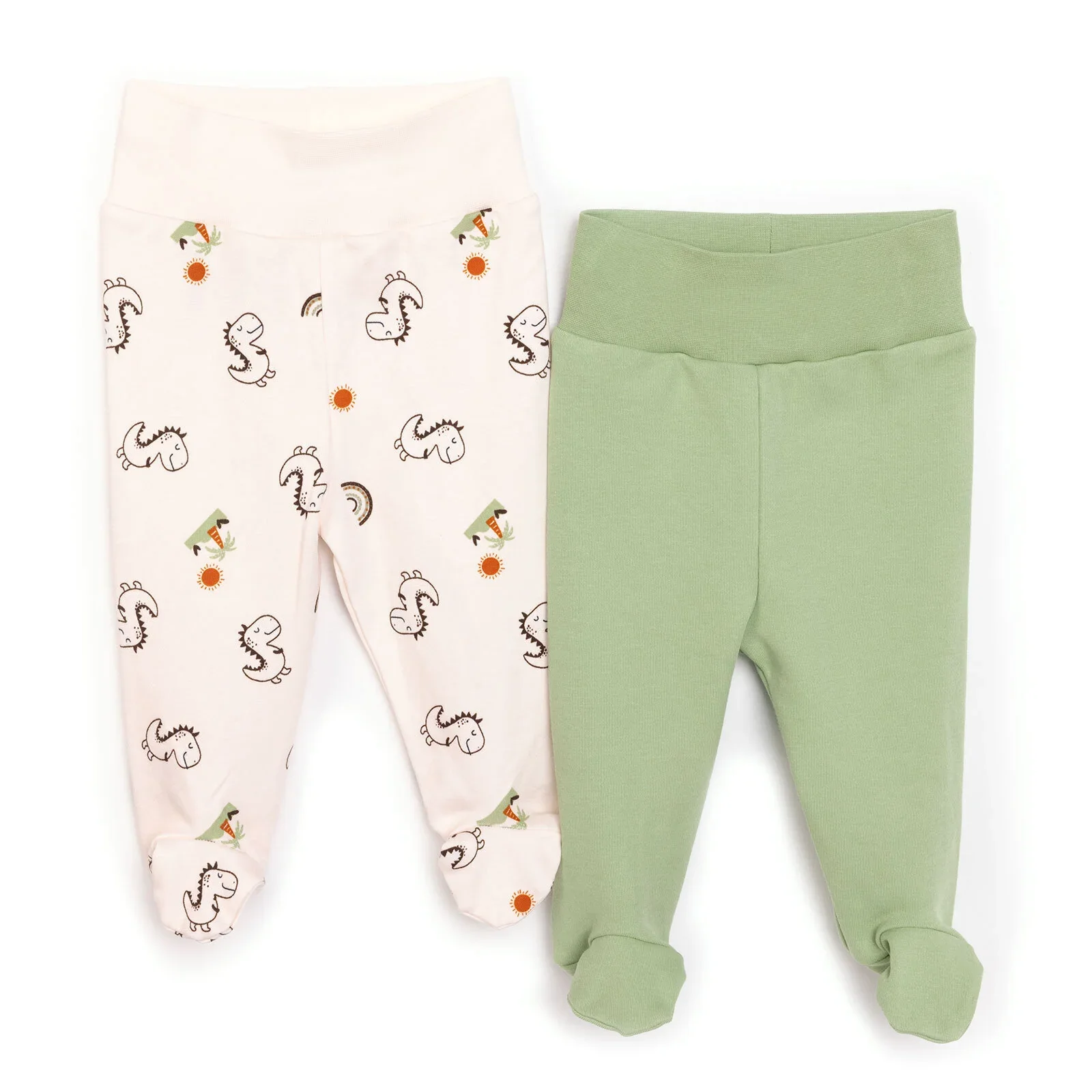 HelloBaby  Baby Boy 2 Pcs Footed Bottom - Beige - Image 7
