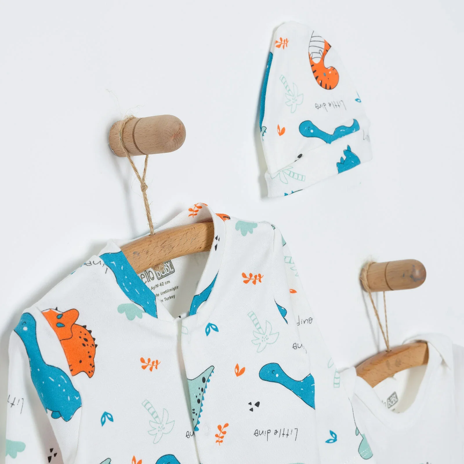 HelloBaby Baby Boy Jumpsuit-Body-Hat - Ecru - Image 3