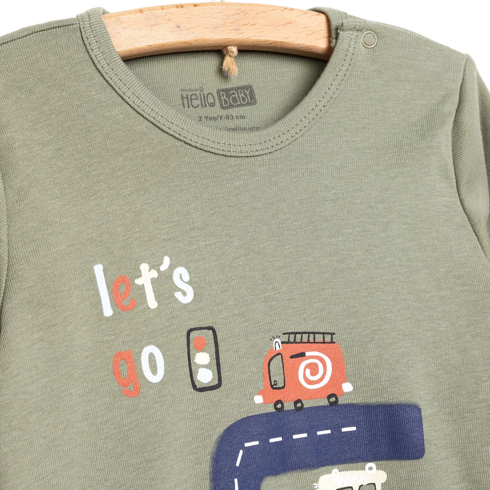 HelloBaby Baby Boy Long Sleeve Bodysuit 2pcs - Khaki - Image 4