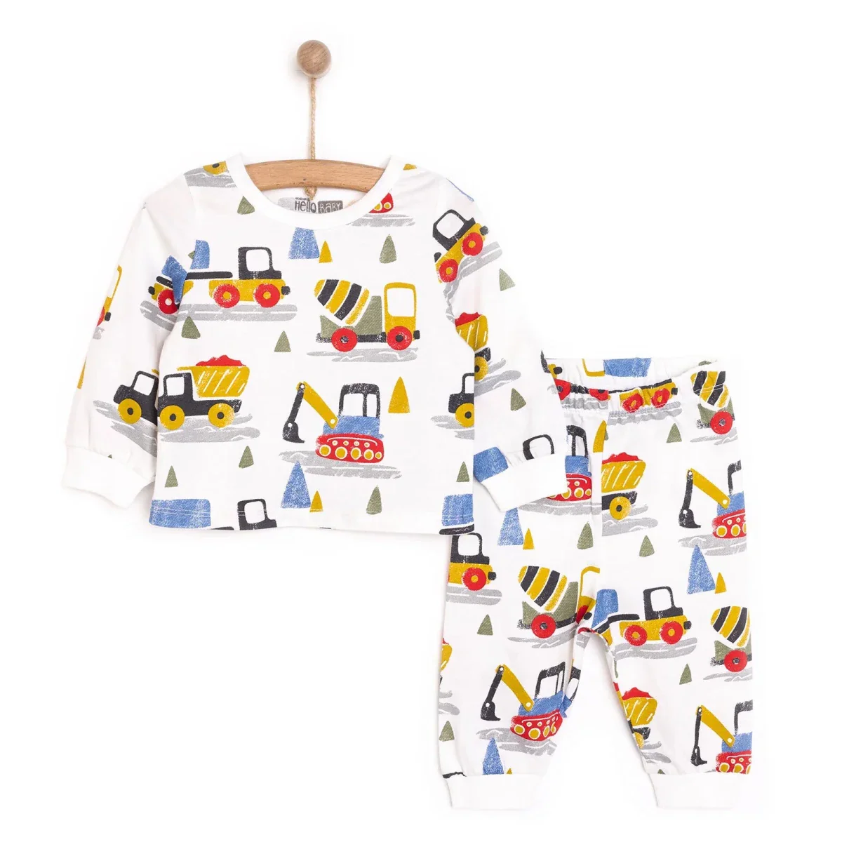 HelloBaby Baby Boy Long Sleeve Pyjamas Set - Ecru