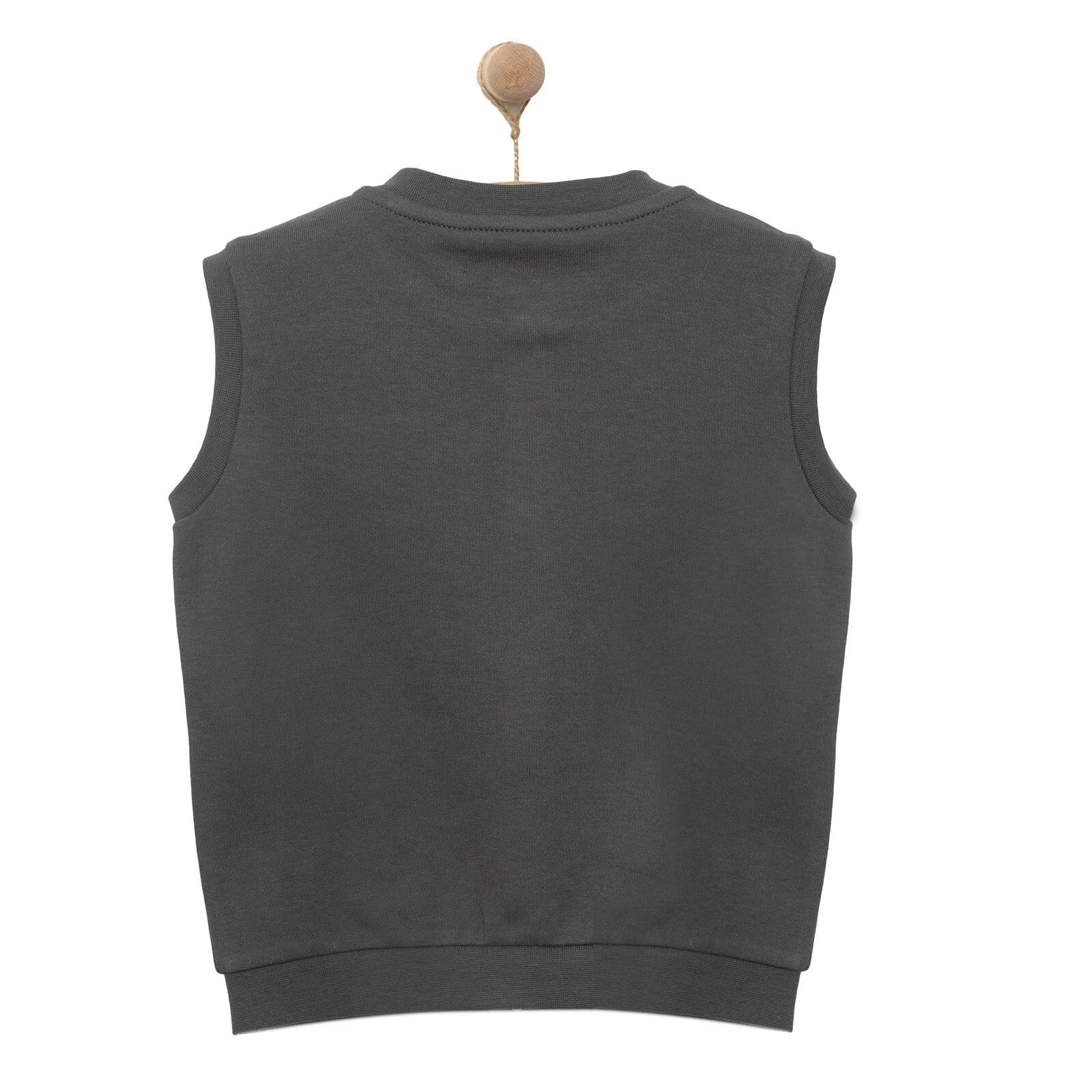 HelloBaby Baby Boy Ribbed Cardigan - Dark Grey - Image 2