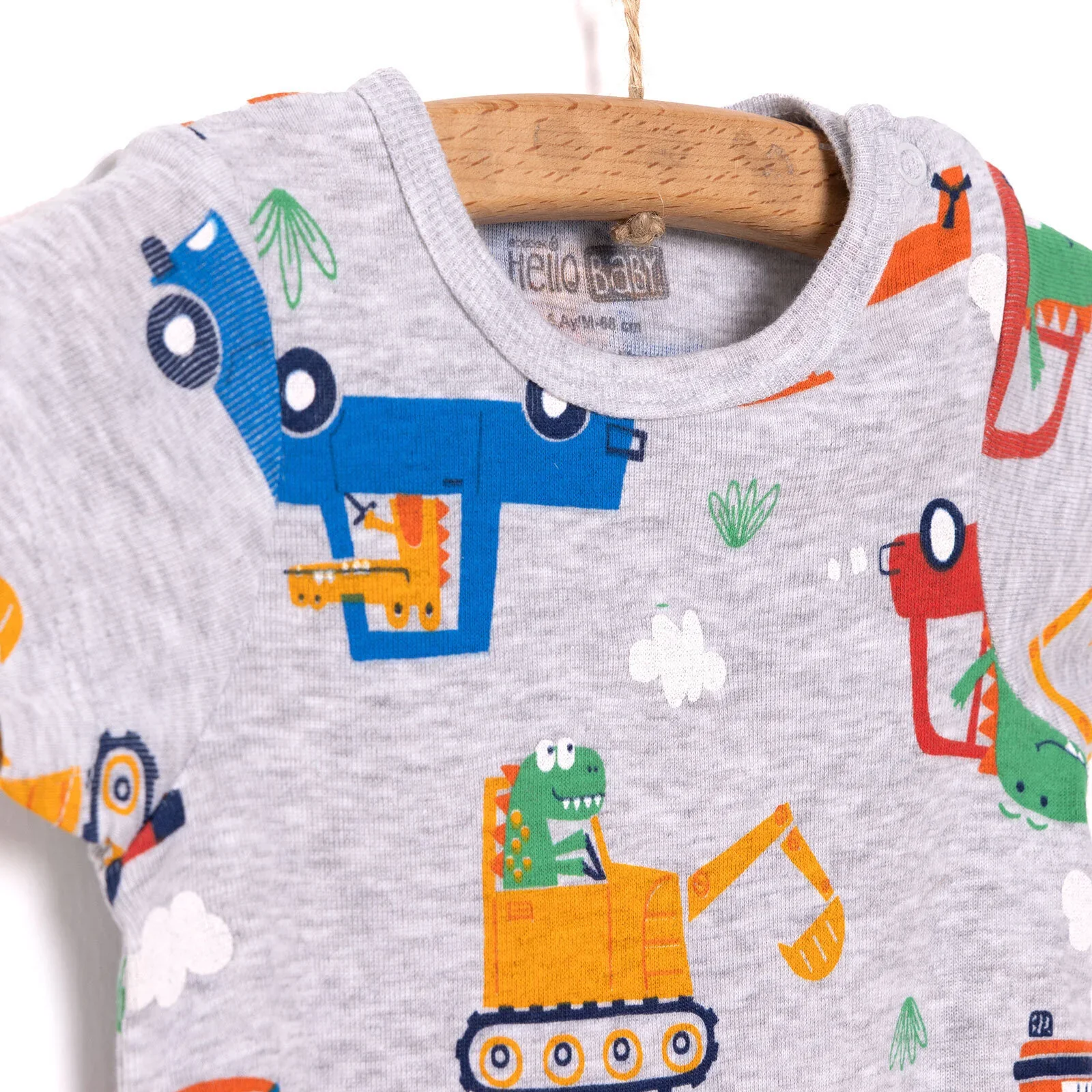 HelloBaby Baby Boy Short Sleeve Body - Grey Melange - Image 3
