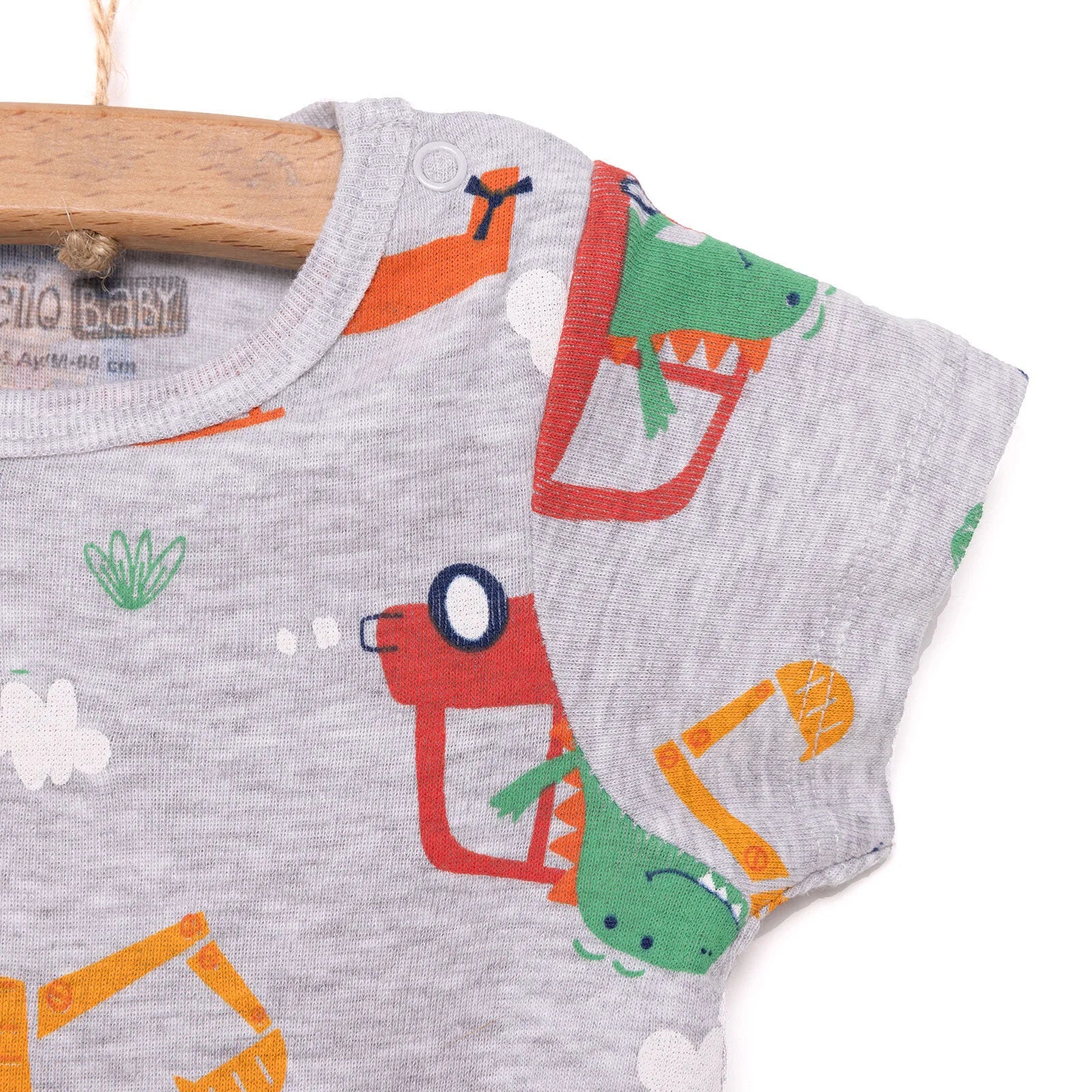 HelloBaby Baby Boy Short Sleeve Body - Grey Melange - Image 4