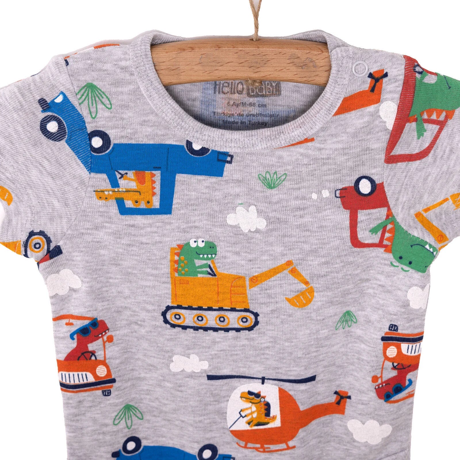 HelloBaby Baby Boy Short Sleeve Body - Grey Melange - Image 7