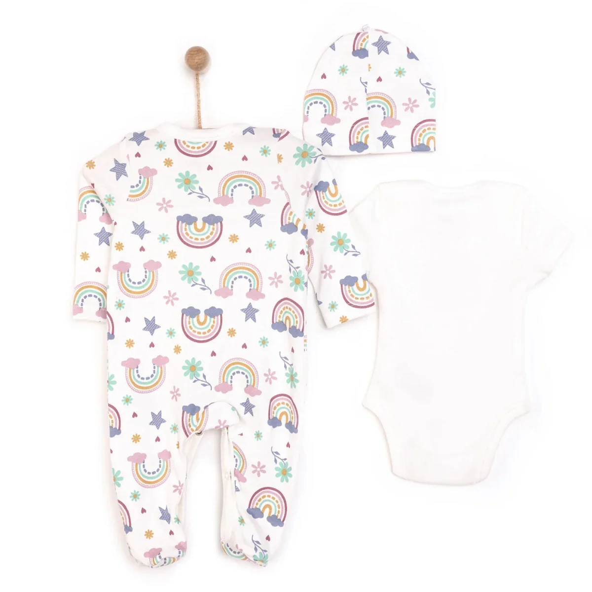 HelloBaby Baby Girl Jumpsuit-Body-Hat - Ecru - Image 2