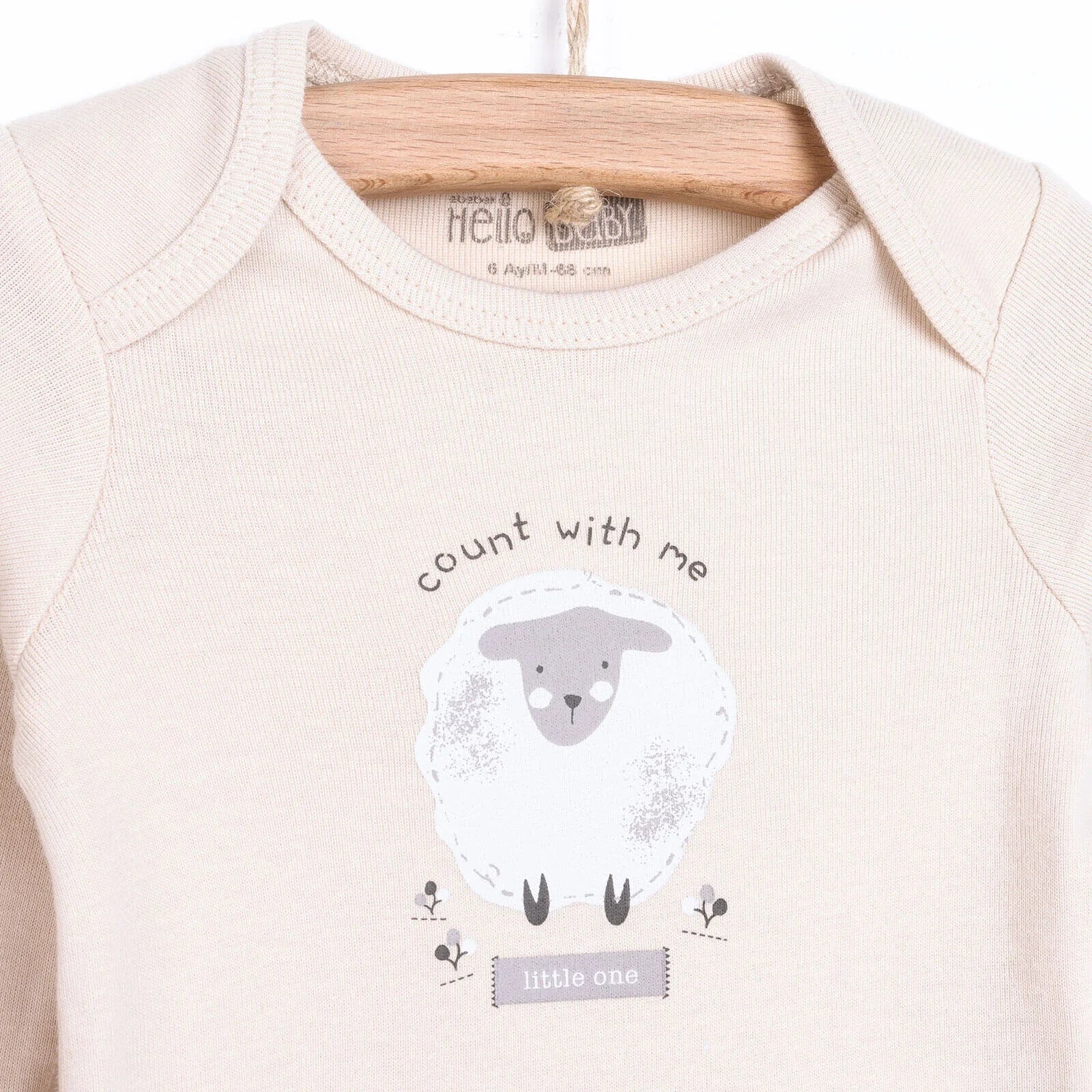 HelloBaby Baby Girl Long Sleeve Bodysuit 2 pcs - Beige - Image 3
