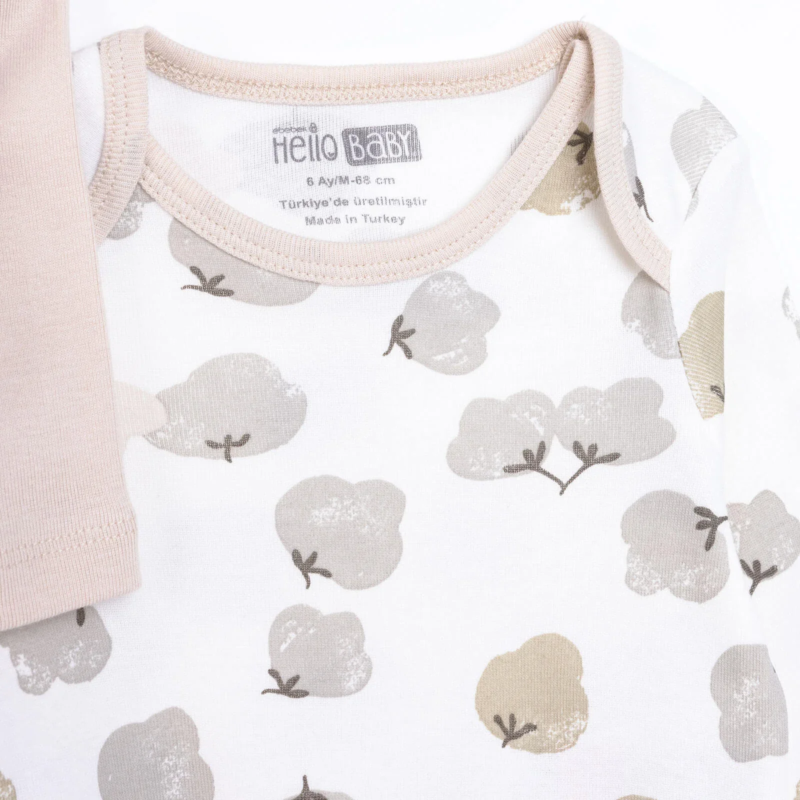 HelloBaby Baby Girl Long Sleeve Bodysuit 2 pcs - Beige - Image 5