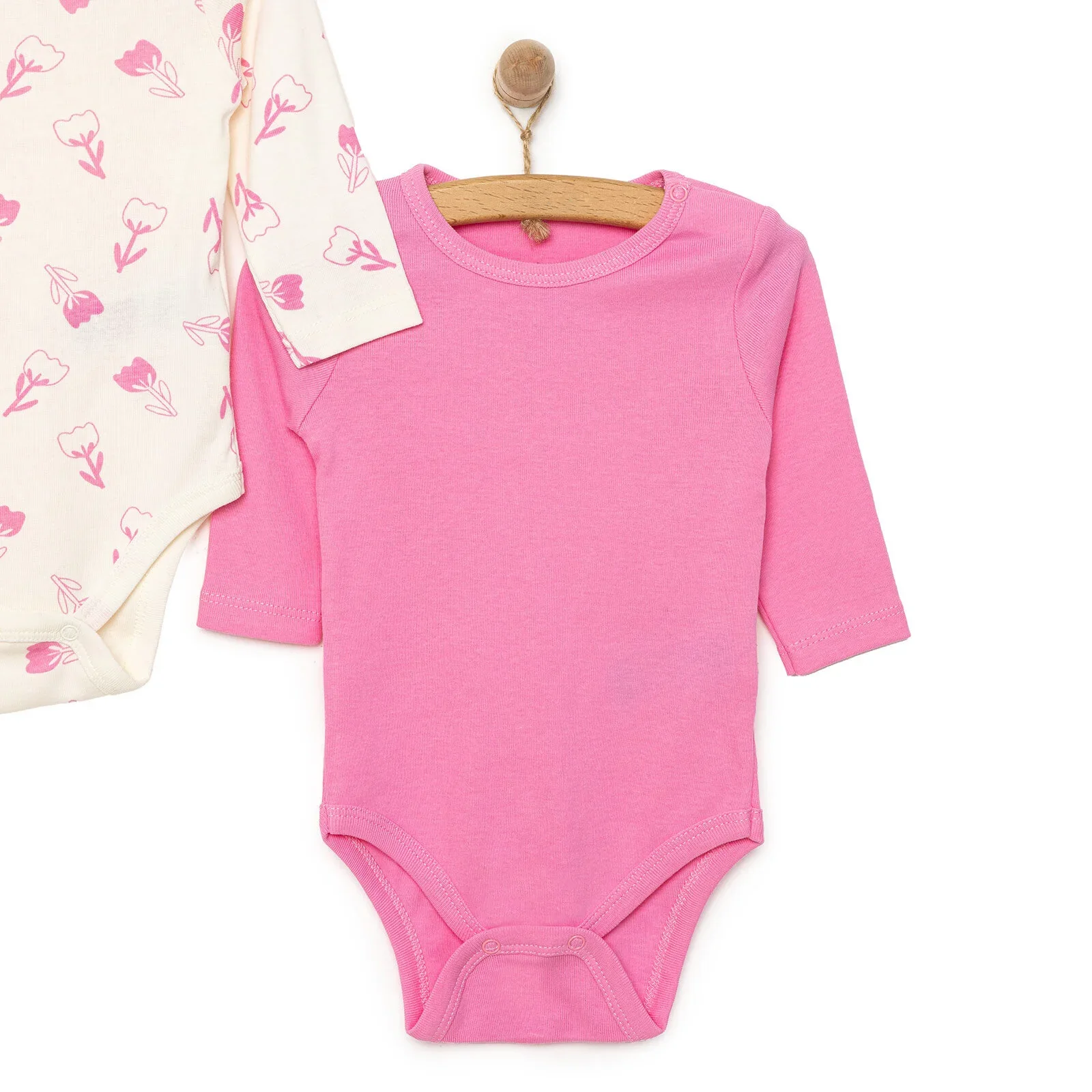 HelloBaby Baby Girl Long Sleeve Bodysuit 2pcs - Pink - Image 4