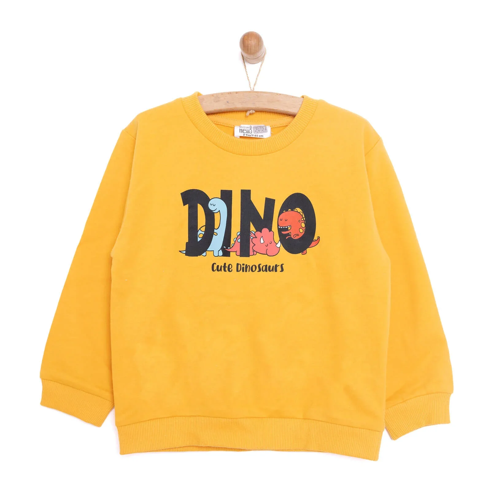 HelloBaby Baby Boy Dino Patterned Sweatshirt - Mustard - Image 3