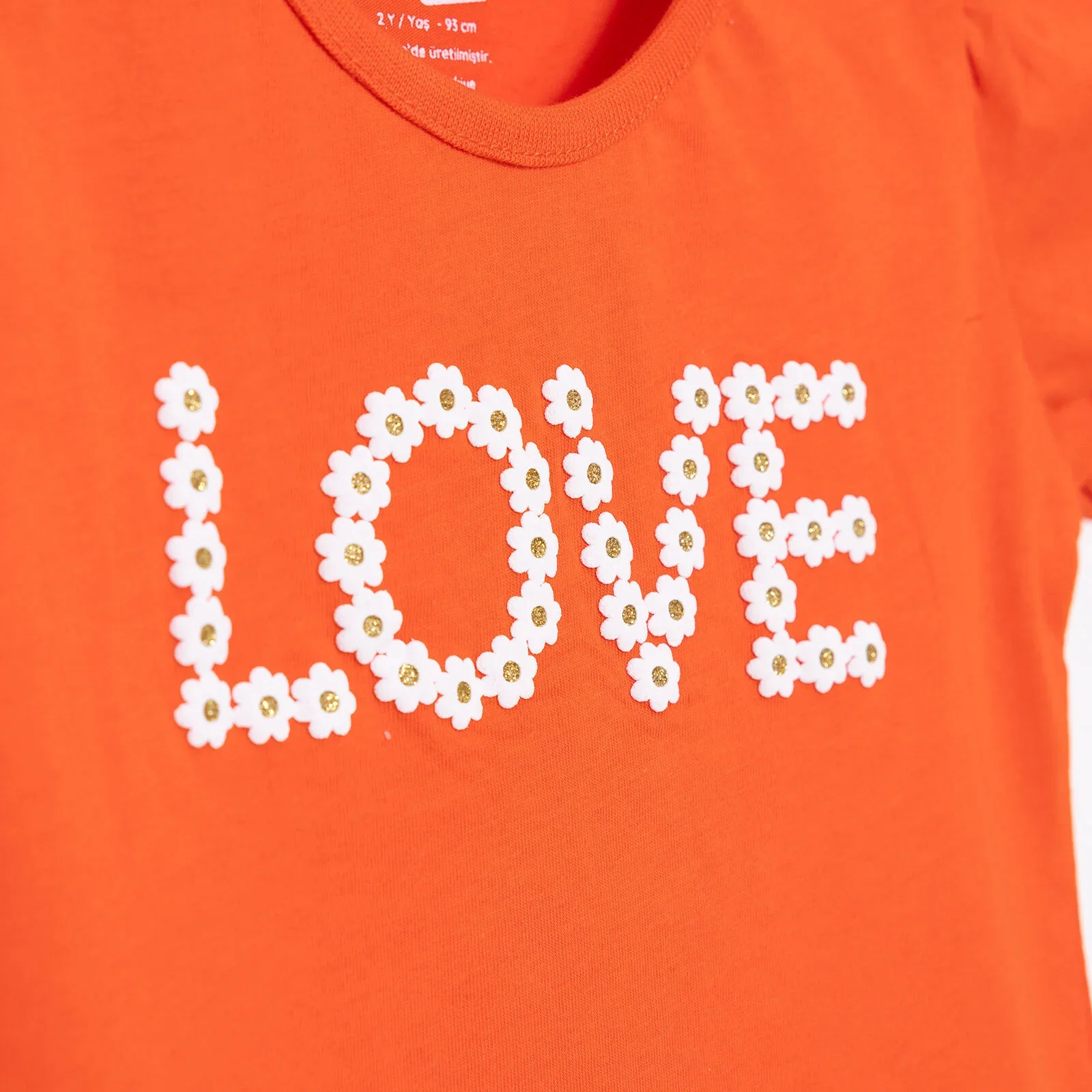 HelloBaby Basic Girl Daisy Patterned T-shirt - Coral - Image 4