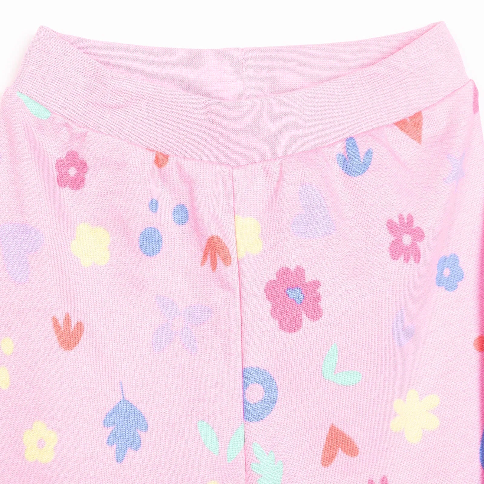 HelloBaby Basic Girl Flower Patterned Footed Bottom 2 pcs - Pink - Image 3