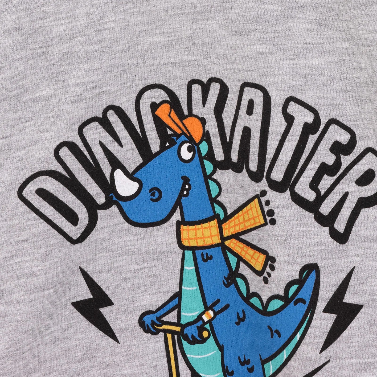HelloBaby Basic Low Raised Dinokater Printed Sweatshirt - Grey Melange - Image 6