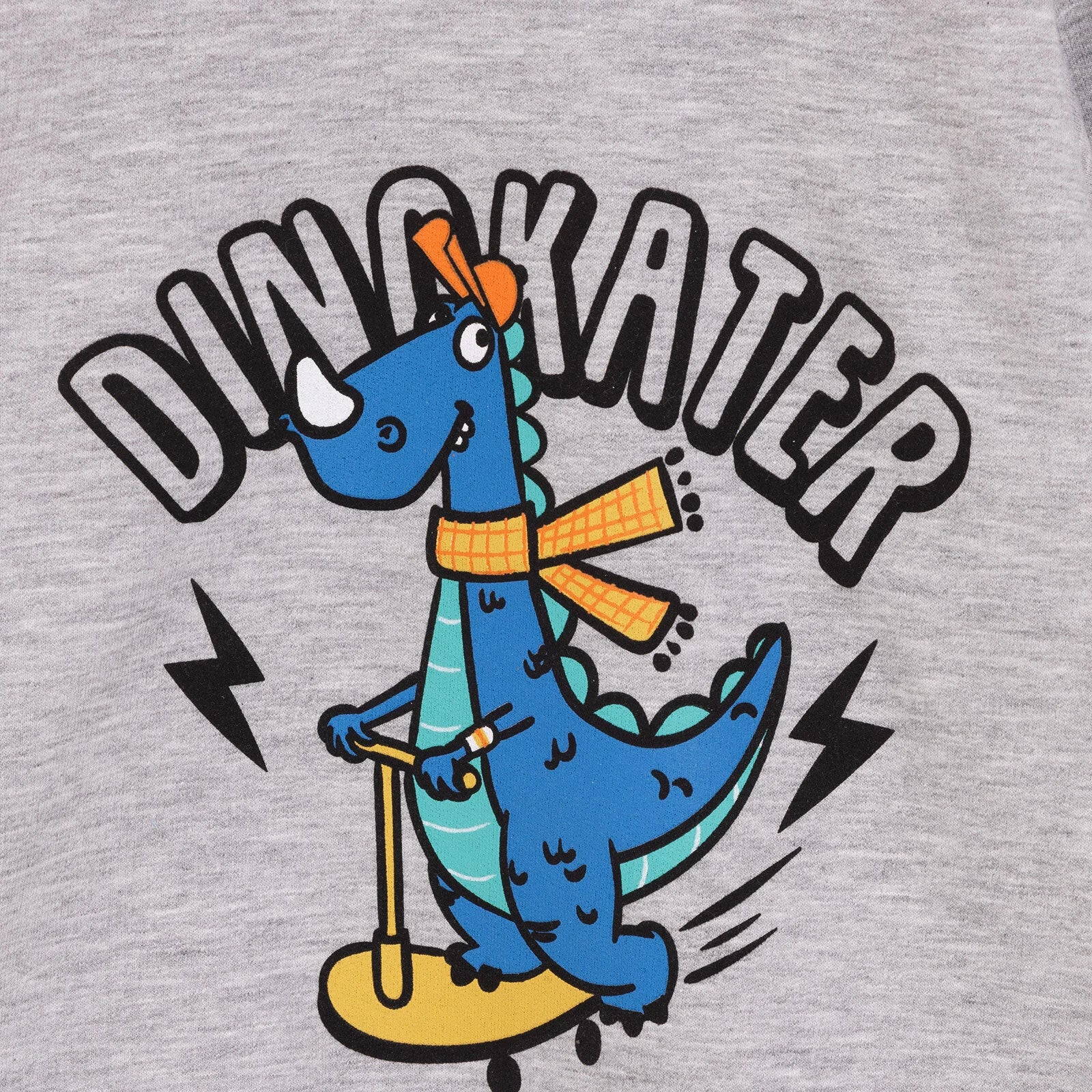 HelloBaby Basic Low Raised Dinokater Printed Sweatshirt - Grey Melange - Image 7