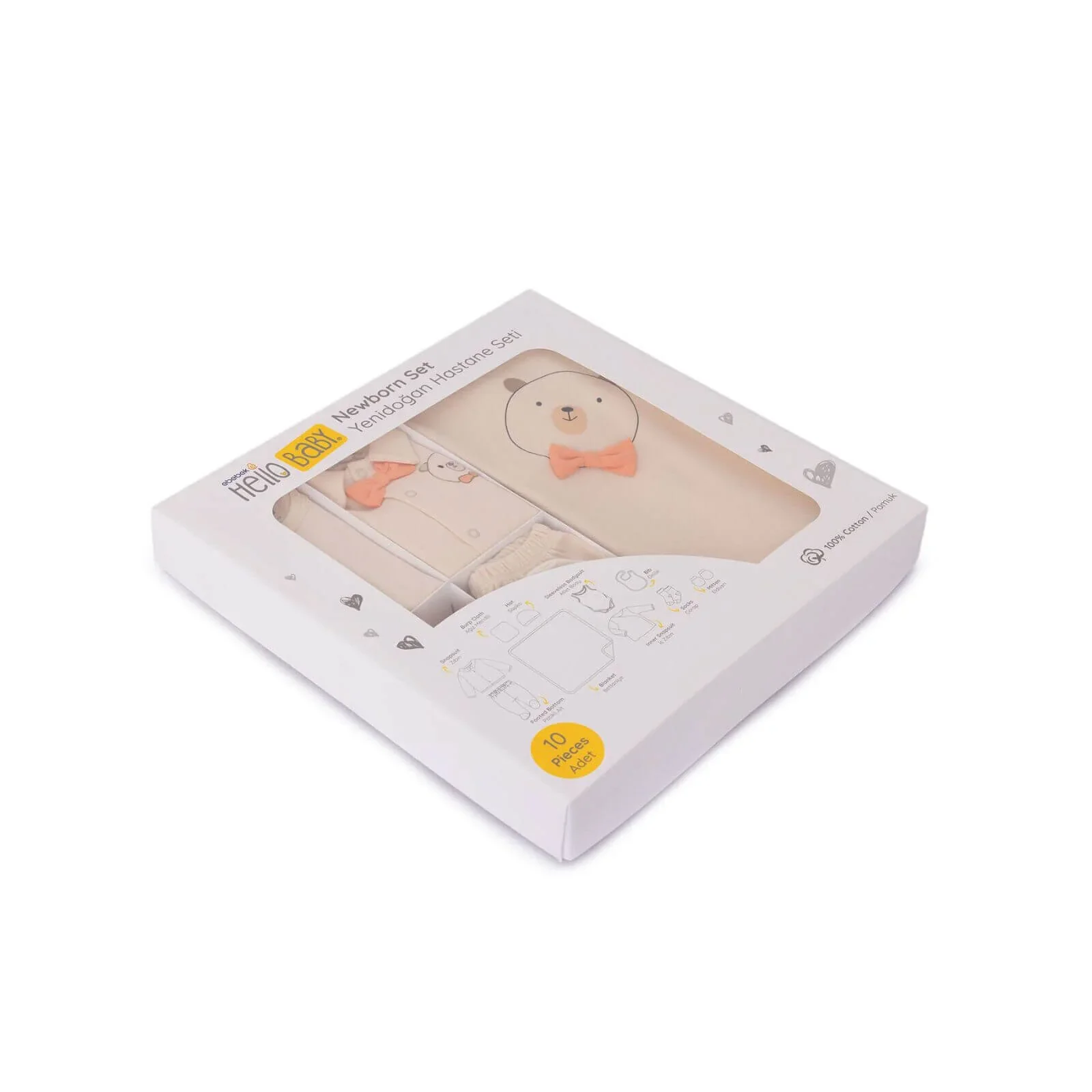 HelloBaby Boy Newborn Set 10 pcs - Ecru - Image 10