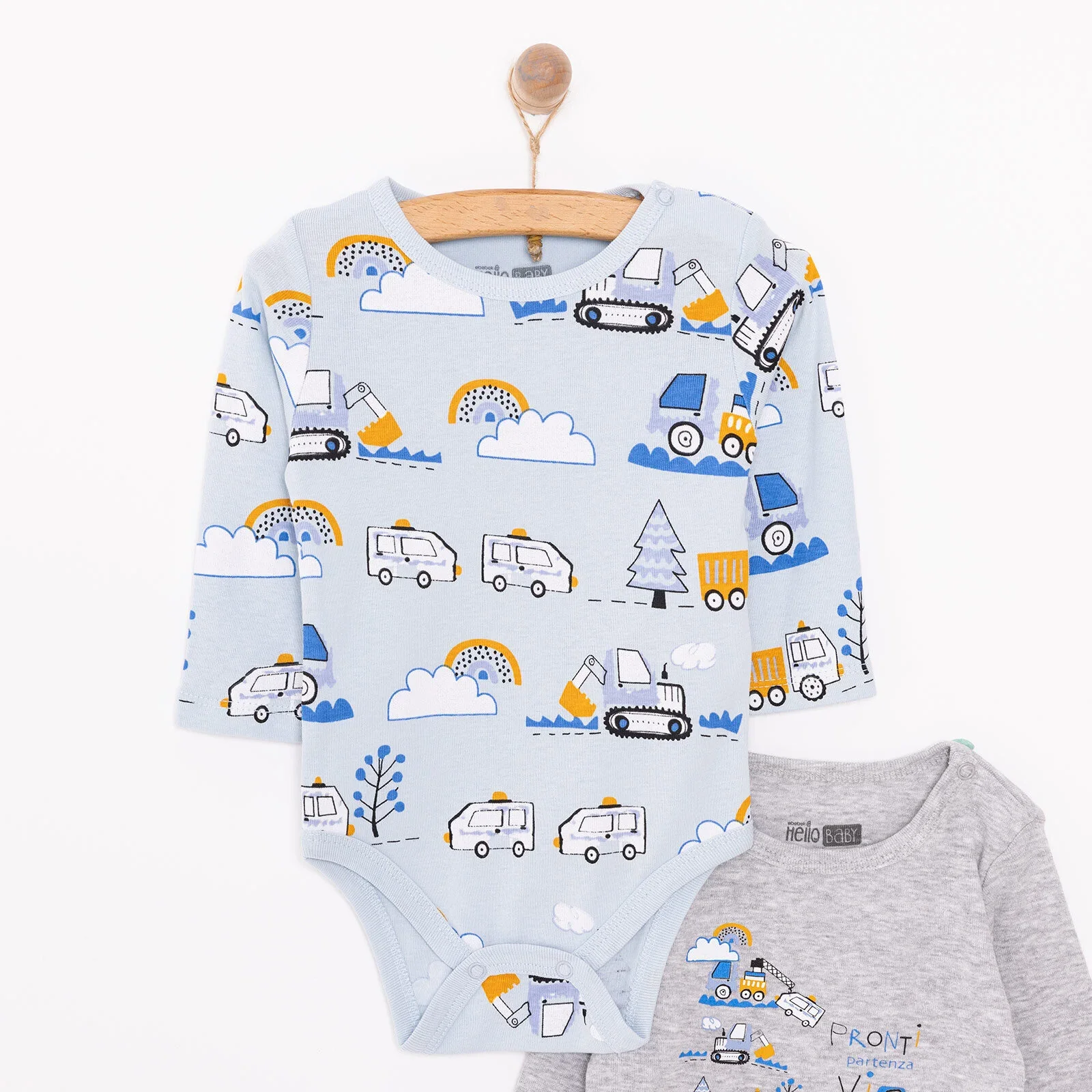 HelloBaby Boy 2-Pack Long Sleeve Bodysuit - Blue - Image 3