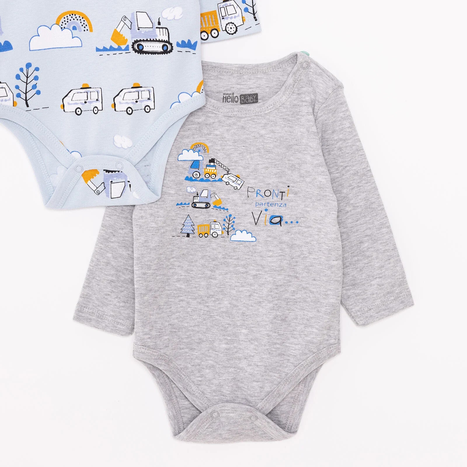 HelloBaby Boy 2-Pack Long Sleeve Bodysuit - Blue - Image 4