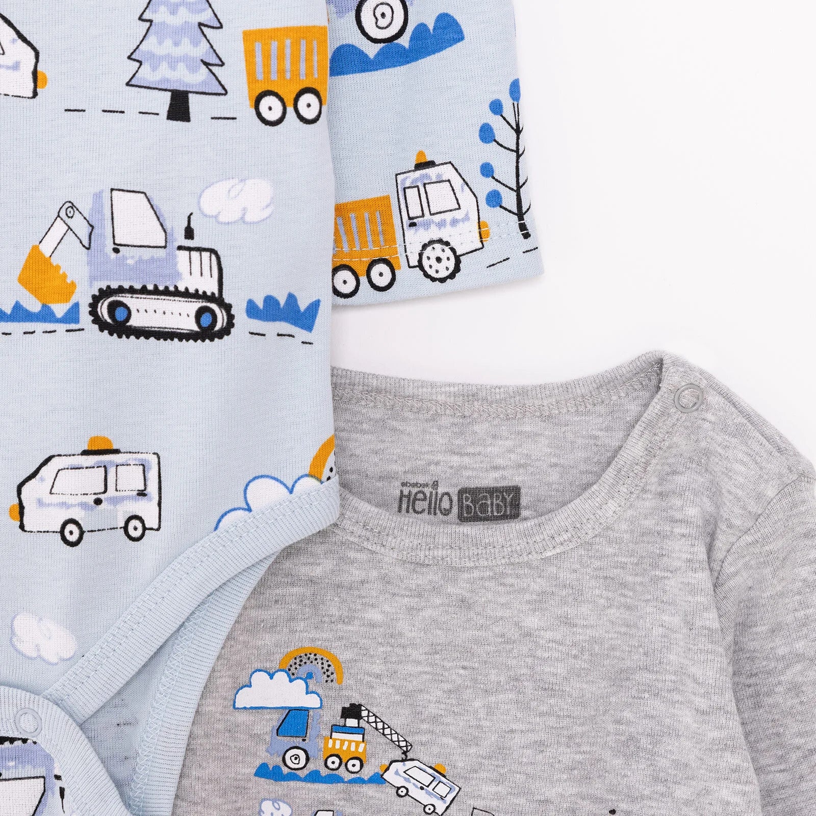 HelloBaby Boy 2-Pack Long Sleeve Bodysuit - Blue - Image 6